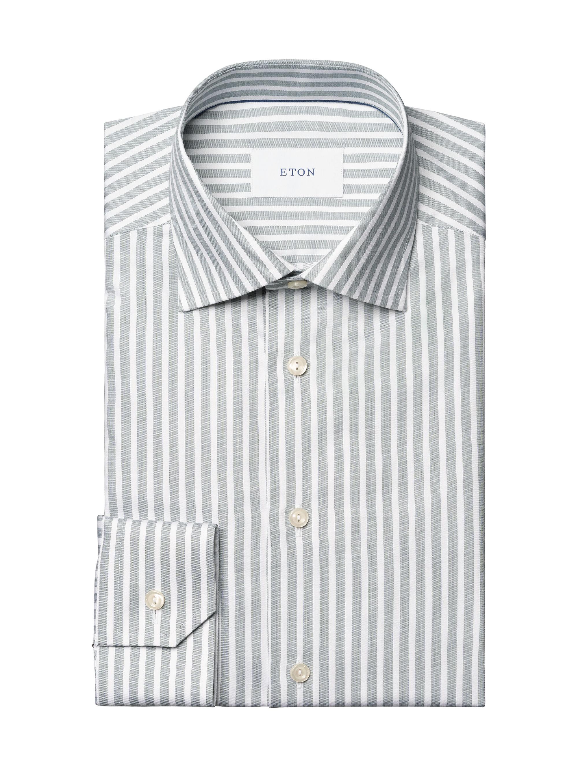Eton Men's Slim-Fit Striped Twill Shirt - Green | Thumbnail 8