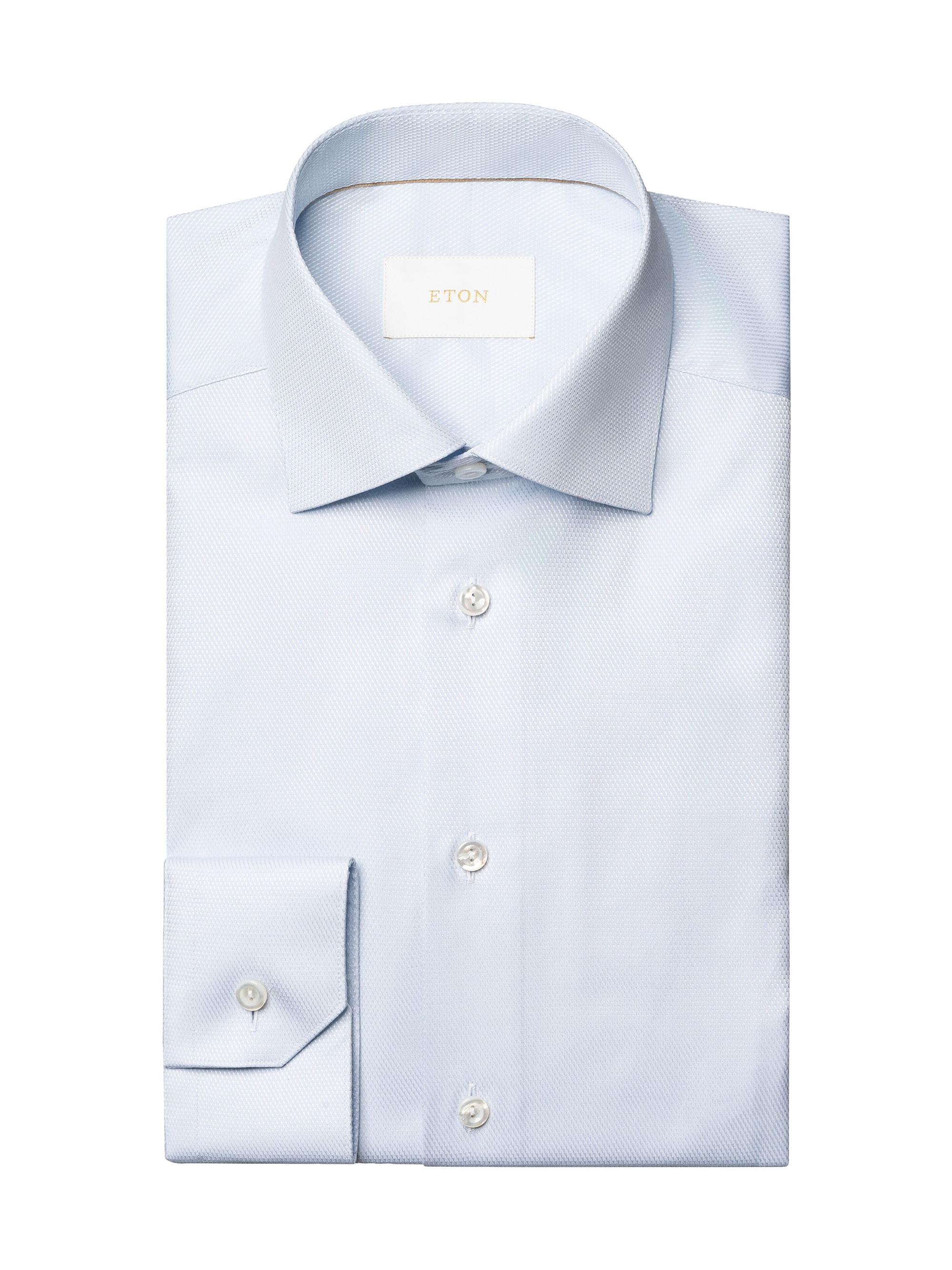 Eton Men's Contemporary-Fit Textured Elevated Piqué Shirt - Blue
