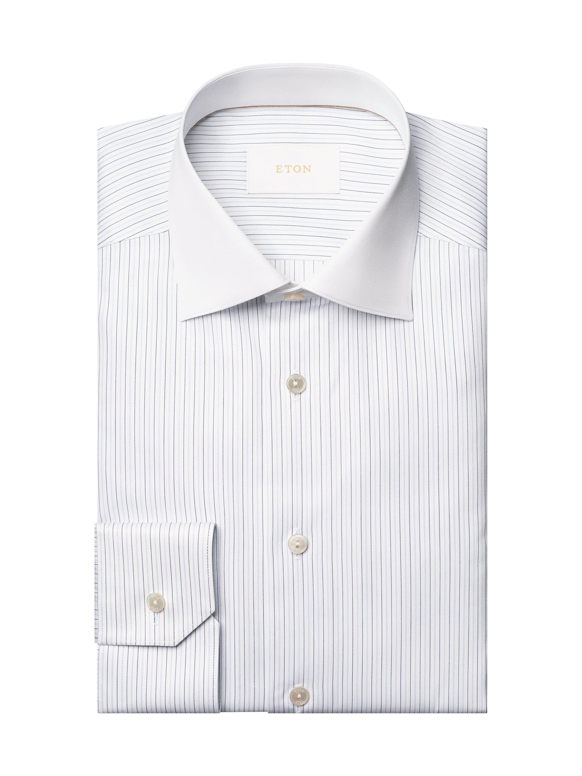Eton Men's Elevated Striped Cotton Contemporary-Fit Shirt - Blue