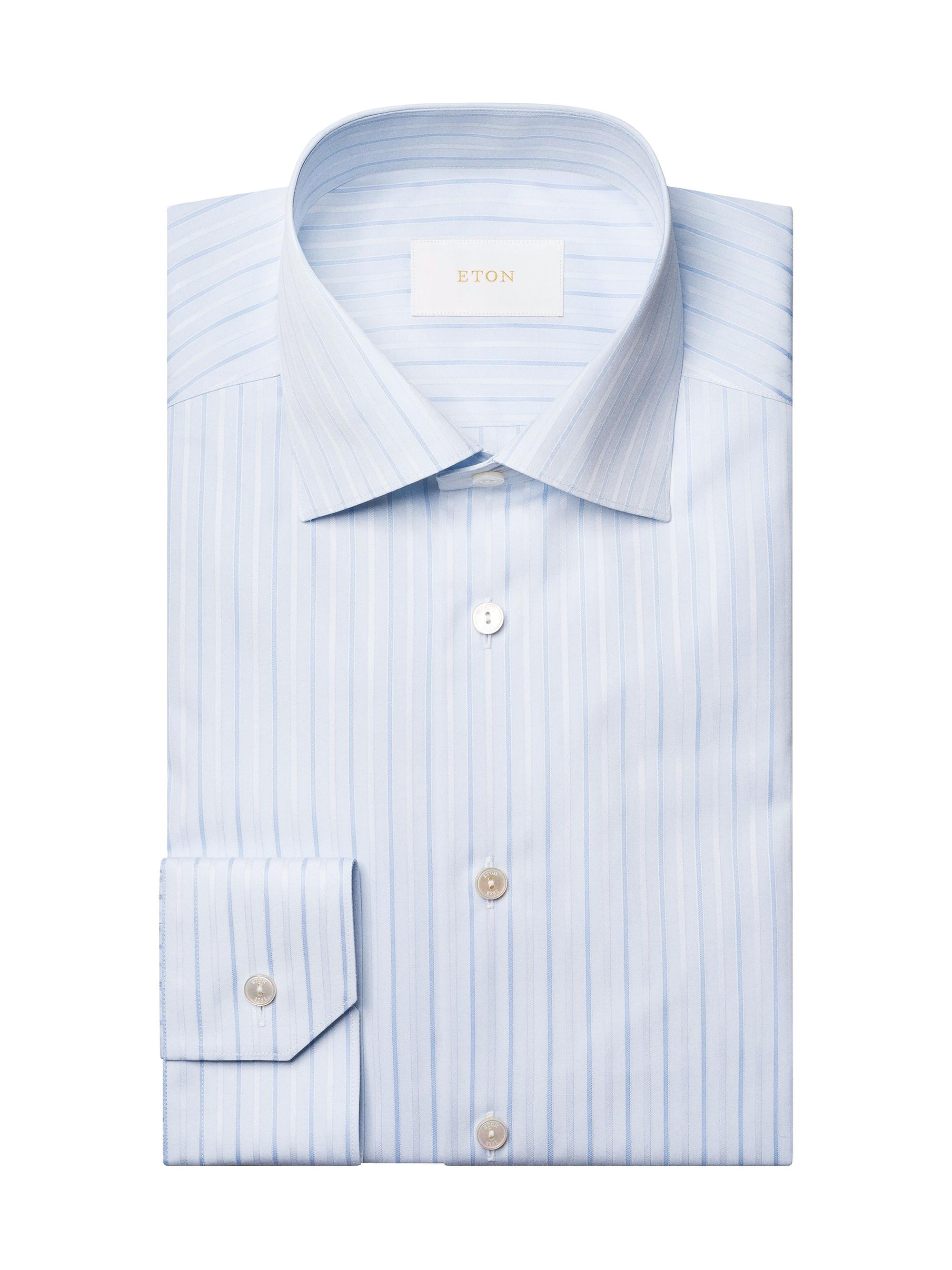 Eton Men's Elevated Striped Cotton Contemporary-Fit Shirt - Blue