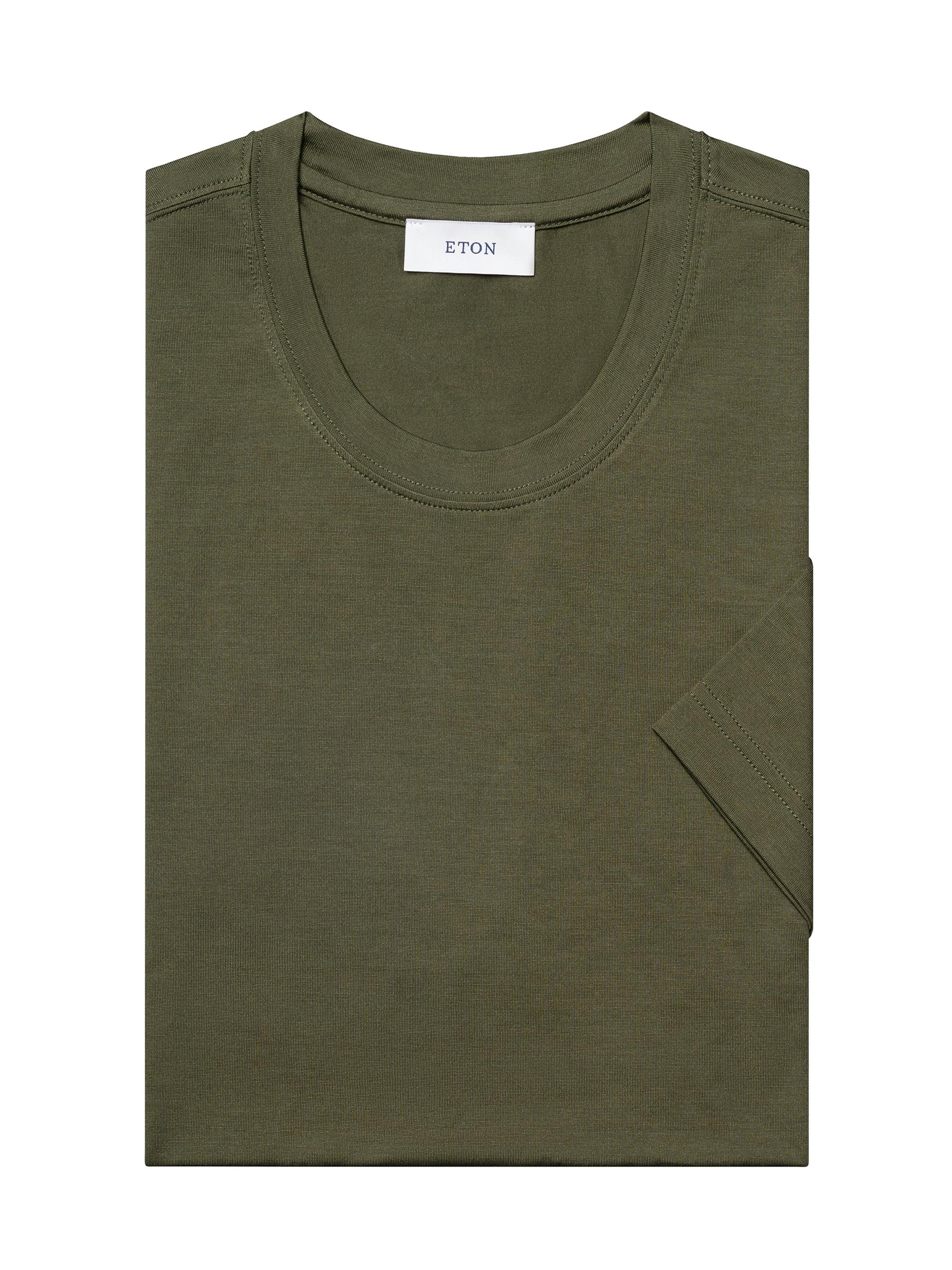 Eton Men's Cotton-Silk Crewneck T-Shirt - Green