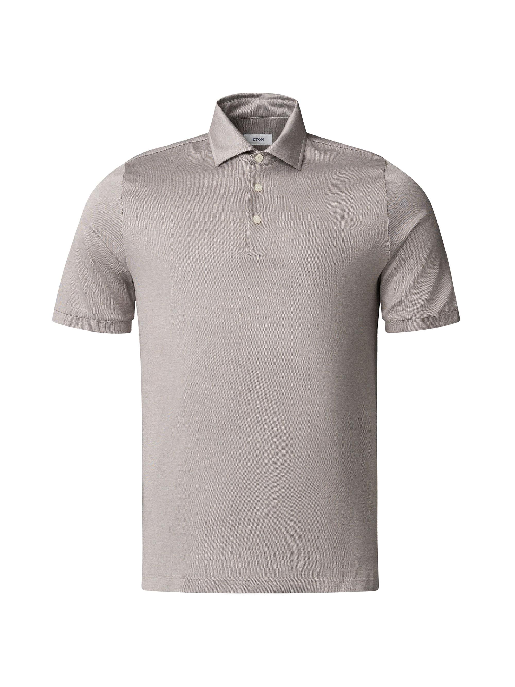Eton Men's Jaquard Filo Di Scozia Polo Shirt - Beige