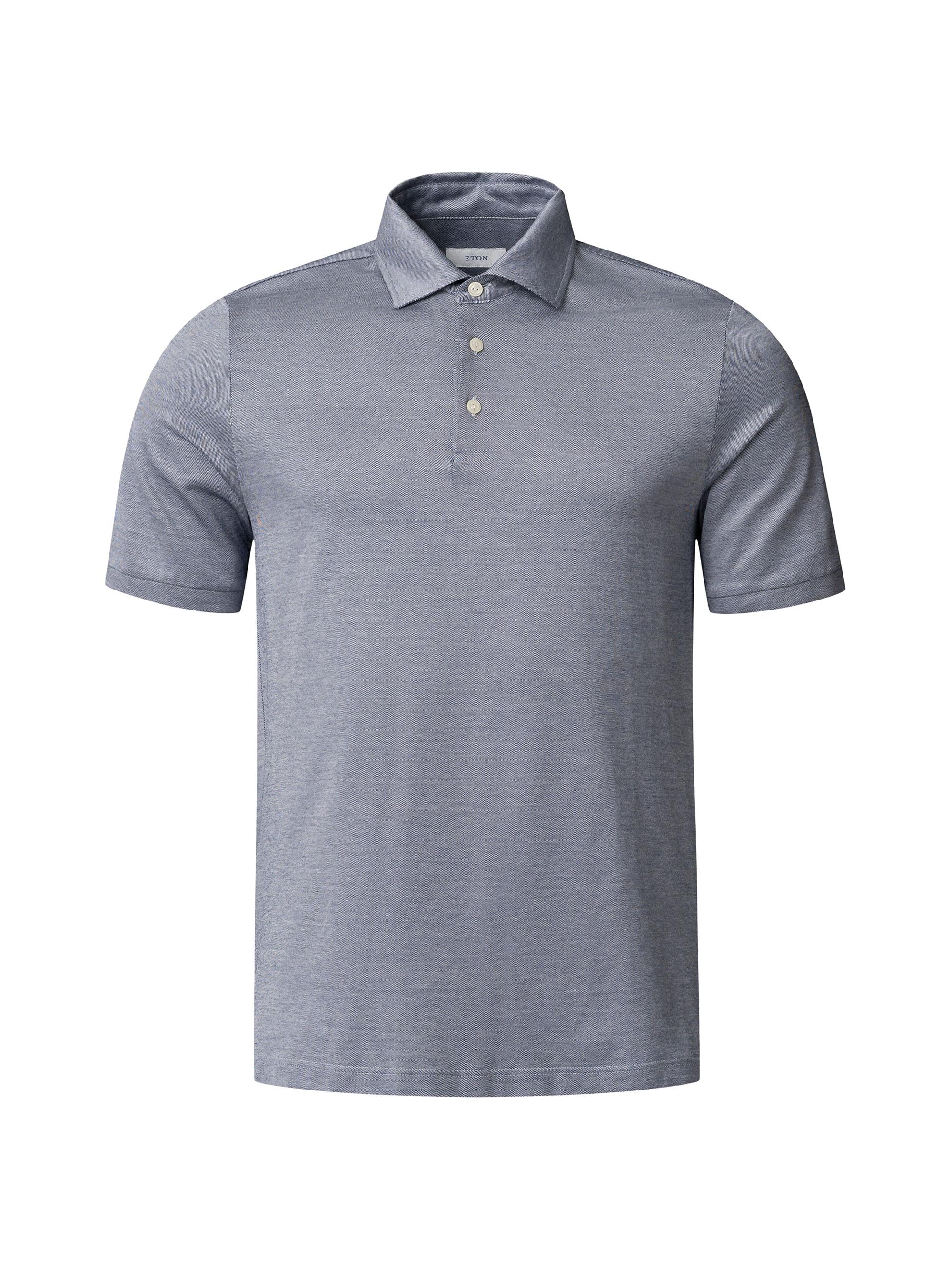 Eton Men's Jaquard Filo Di Scozia Polo Shirt - Blue