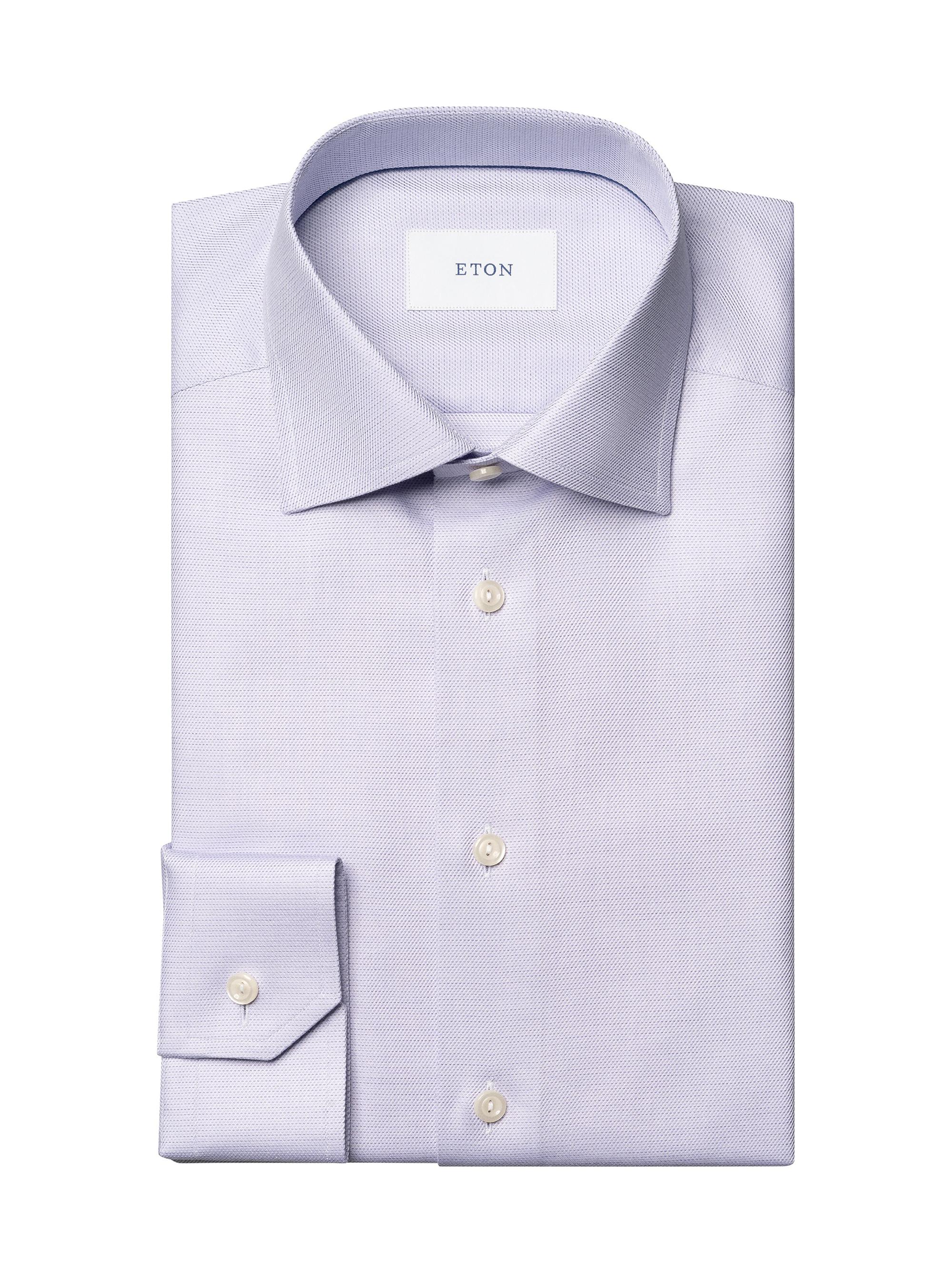Eton Men's Contemporary-Fit Textured Twill Shirt - Purple