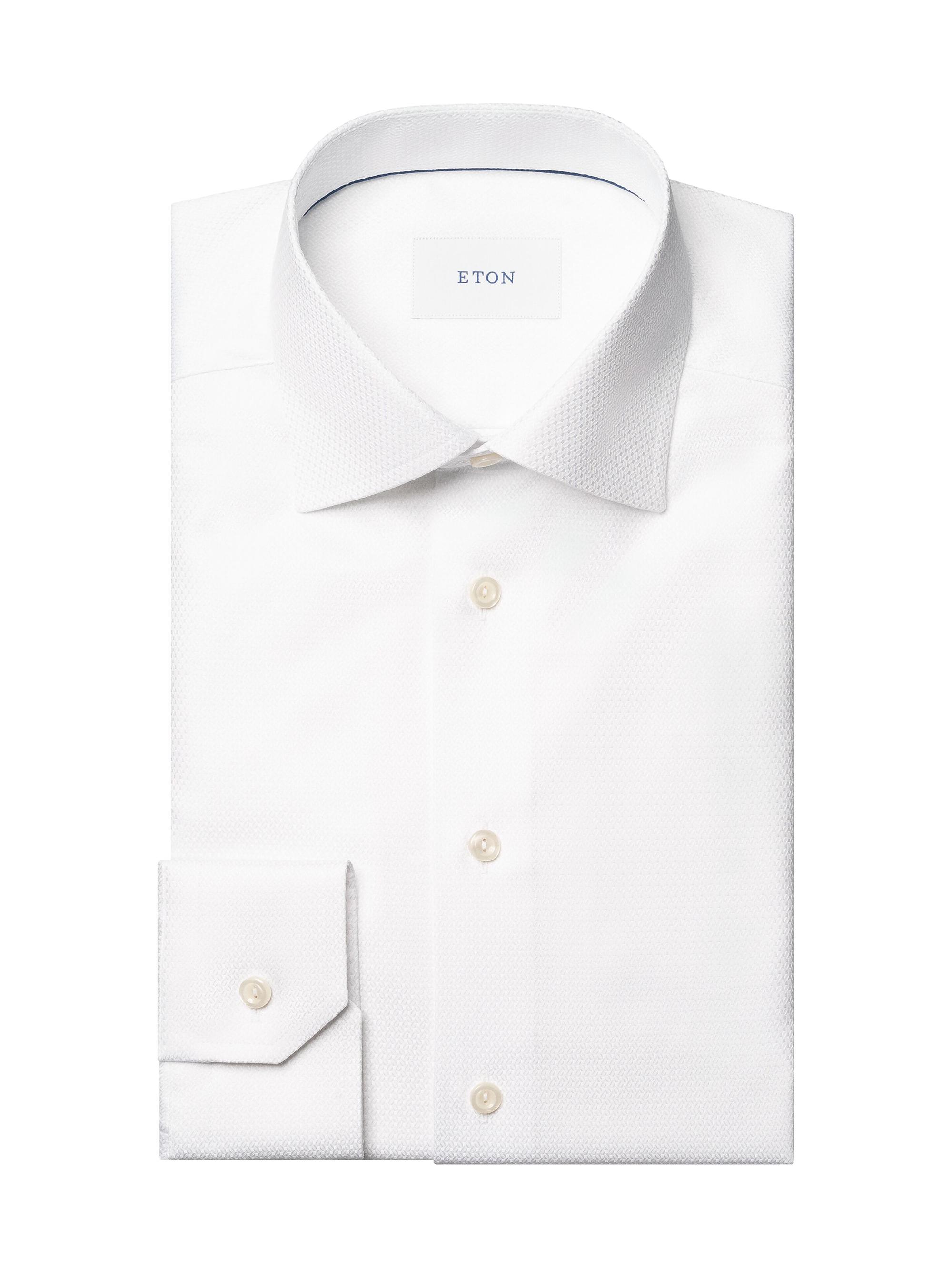Eton Men's Textured Slim-Fit Cotton Dobby Shirt - White