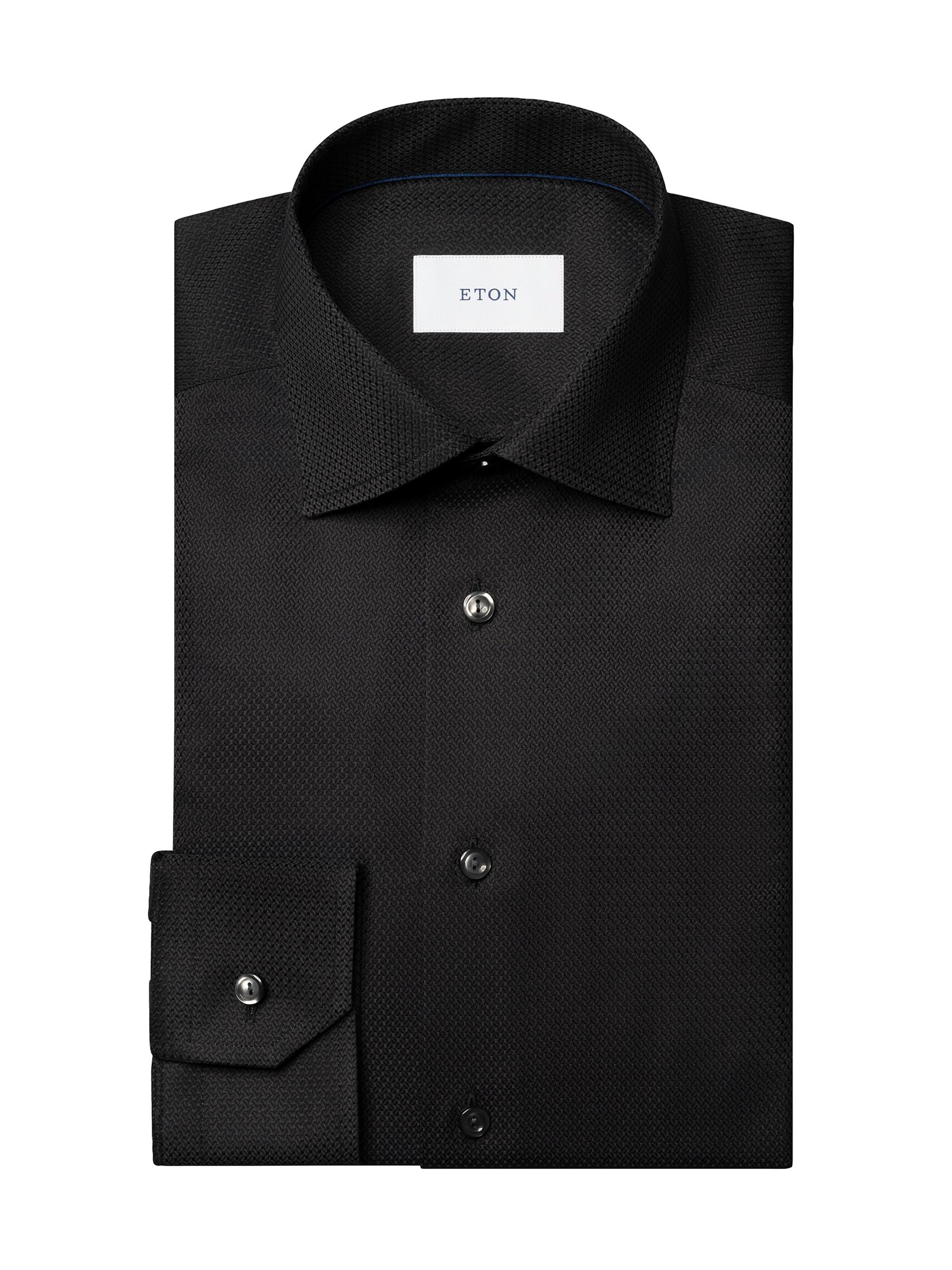Eton Men's Contemporary-Fit Cotton-Silk Shirt - Black