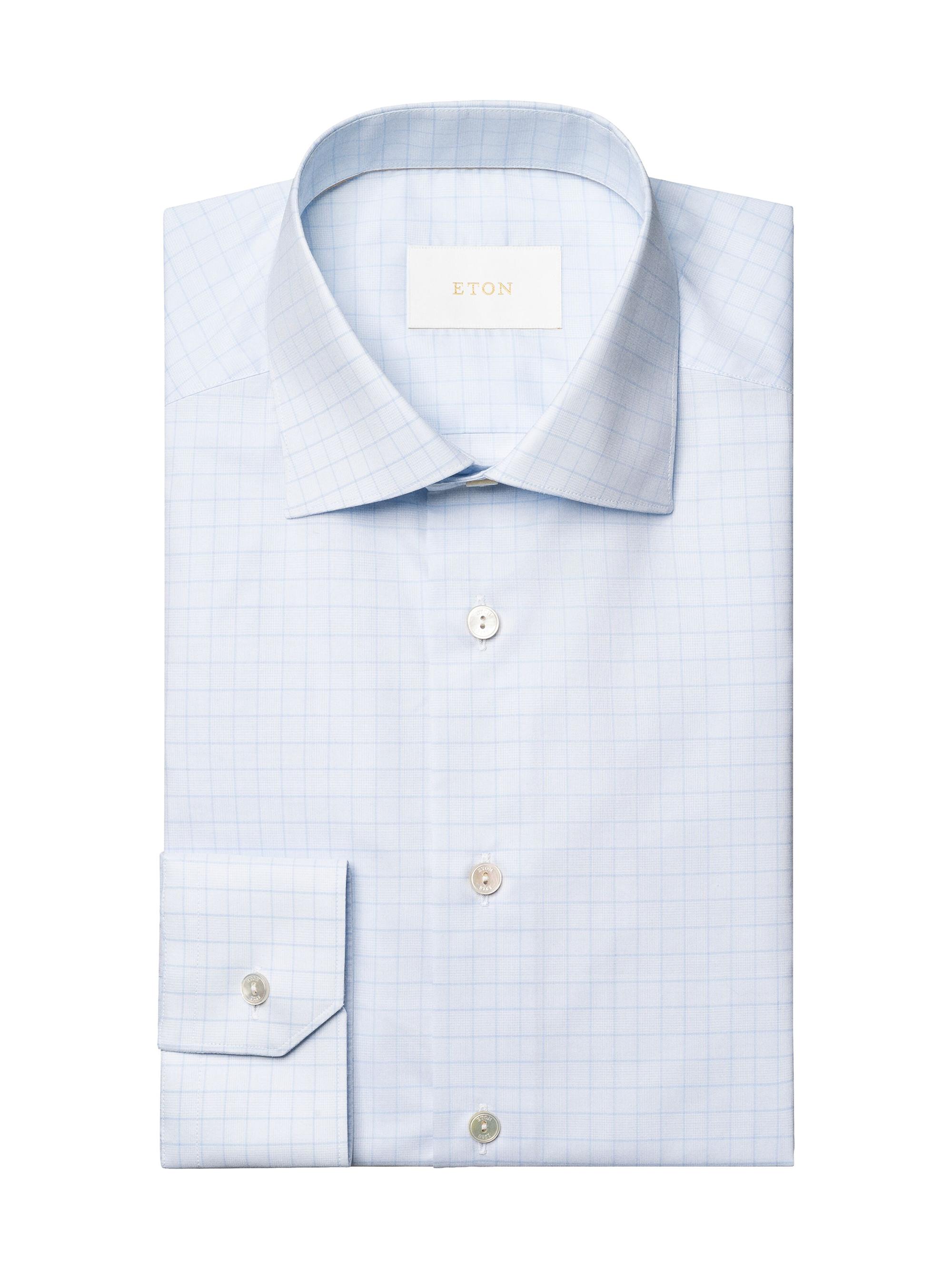 Eton Men's Elevated Check Contemporary-Fit Cotton Shirt - Blue