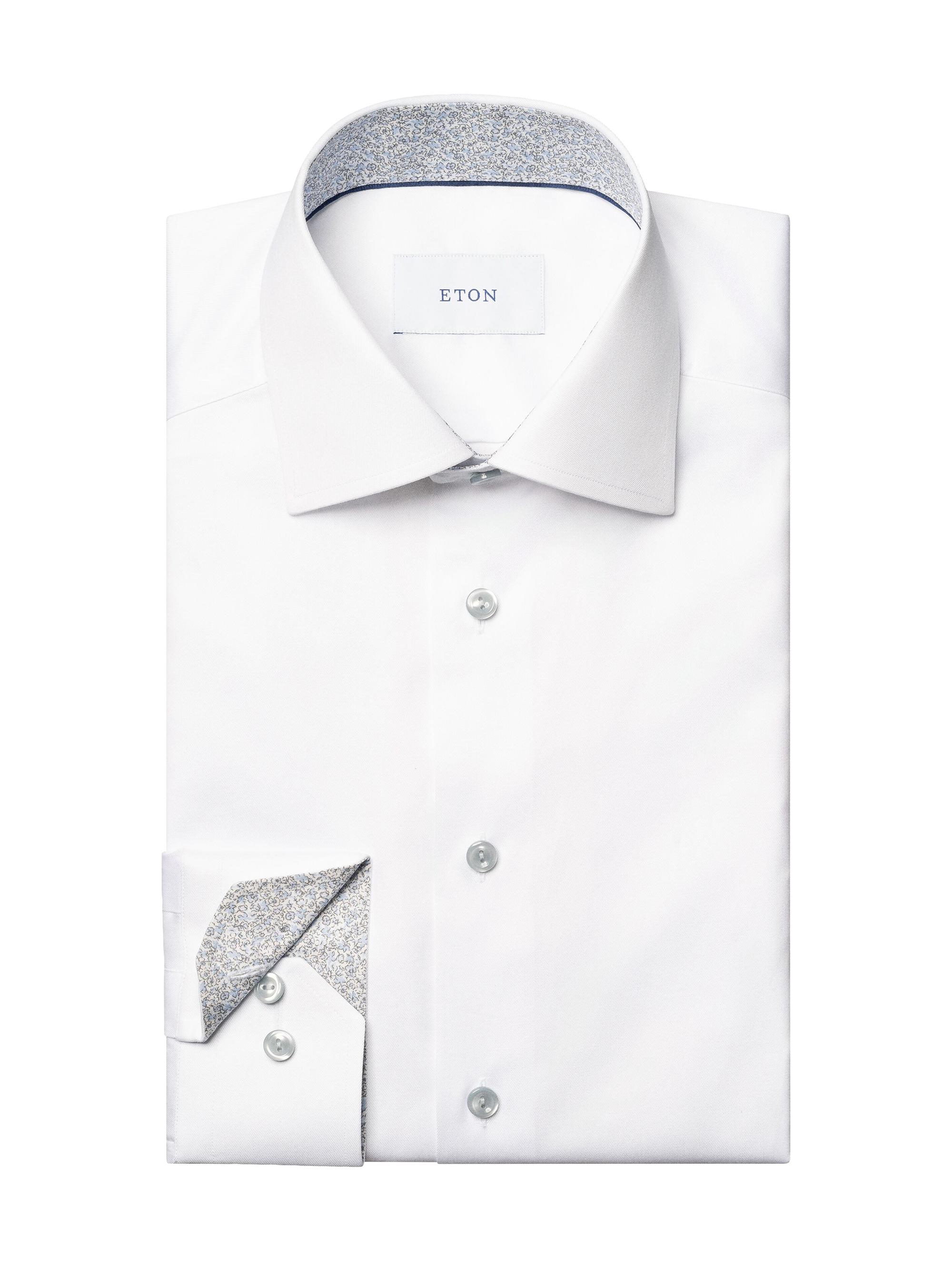 Eton Men's Floral Detail Signature Slim-Fit Cotton Twill Shirt - White