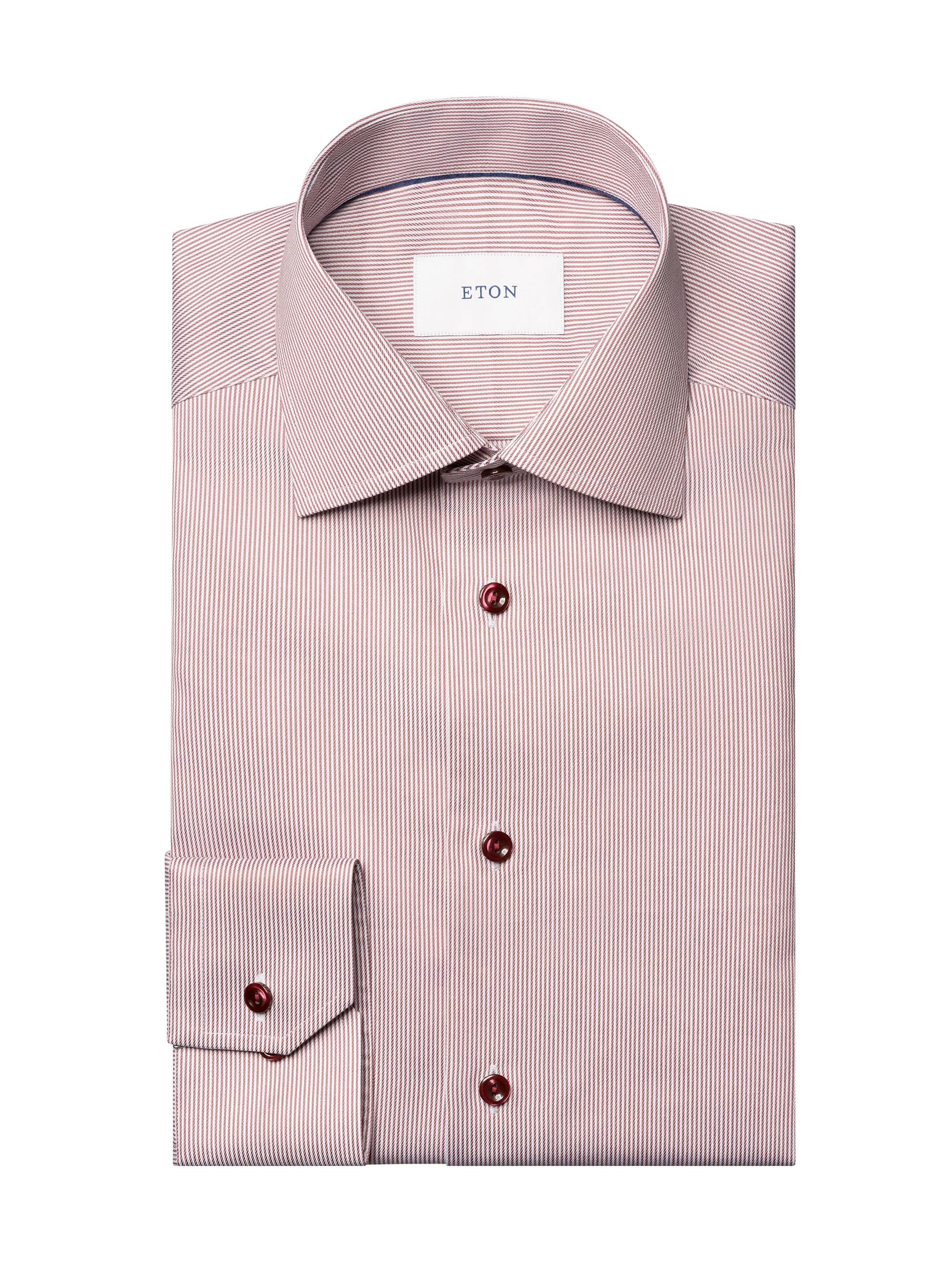 Eton Men's Slim-Fit Striped Twill Shirt - Red