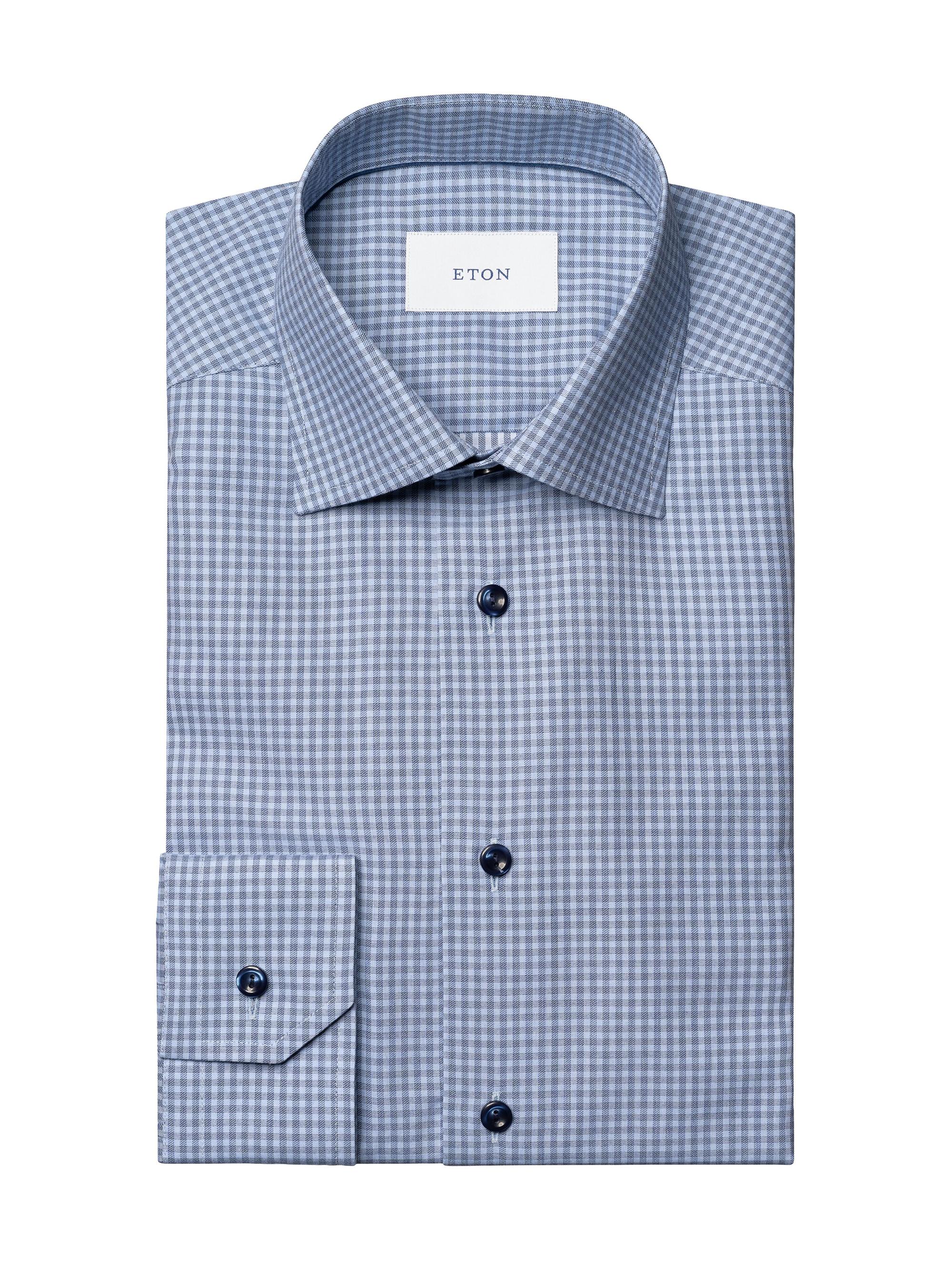 Eton Men's Slim-Fit Check Twill Shirt - Blue