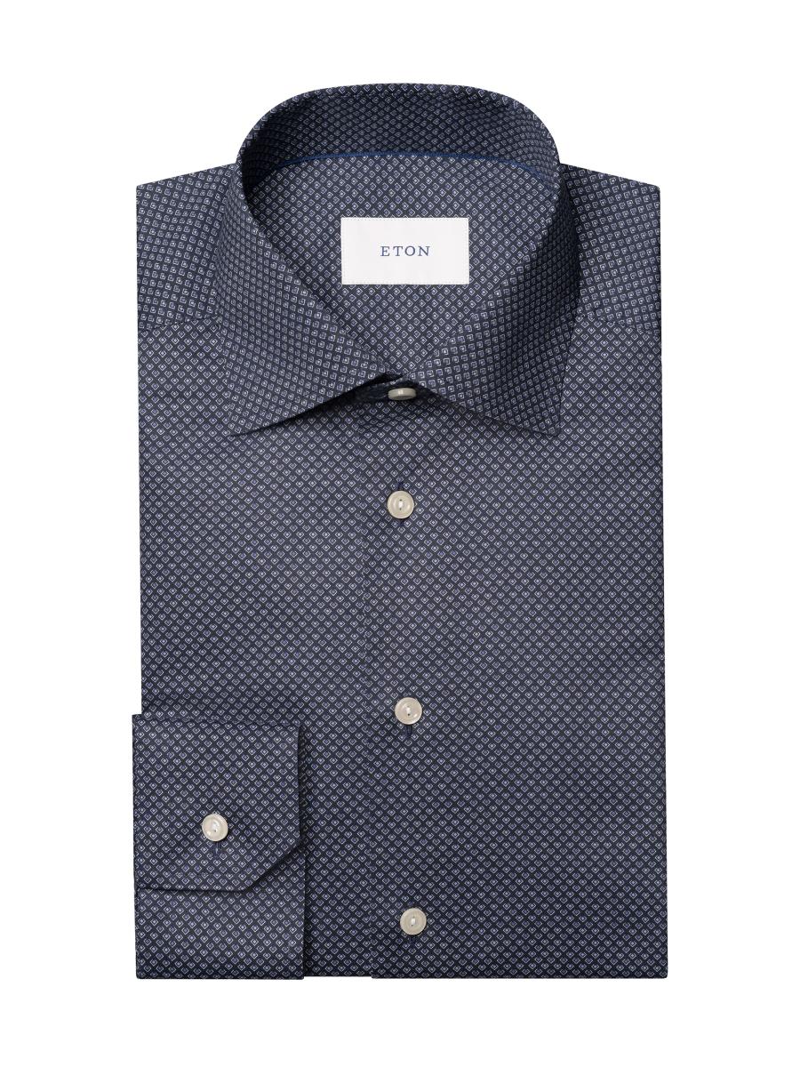 Eton Men's Geometric Print Contemporary-fit Cotton Twill Shirt In Blue