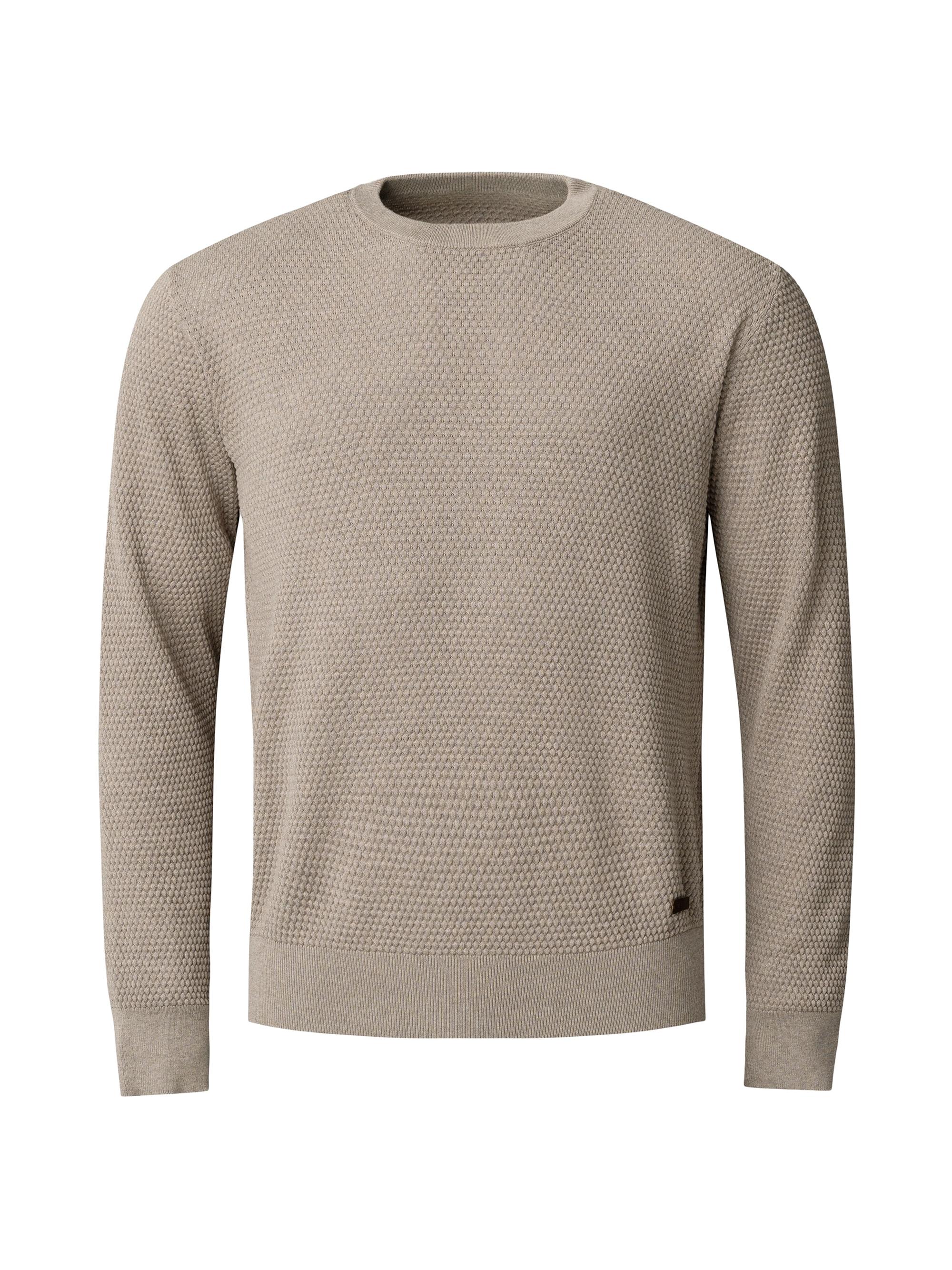 Eton Men's Popcorn-Stitch Cotton Crewneck Sweater - Beige