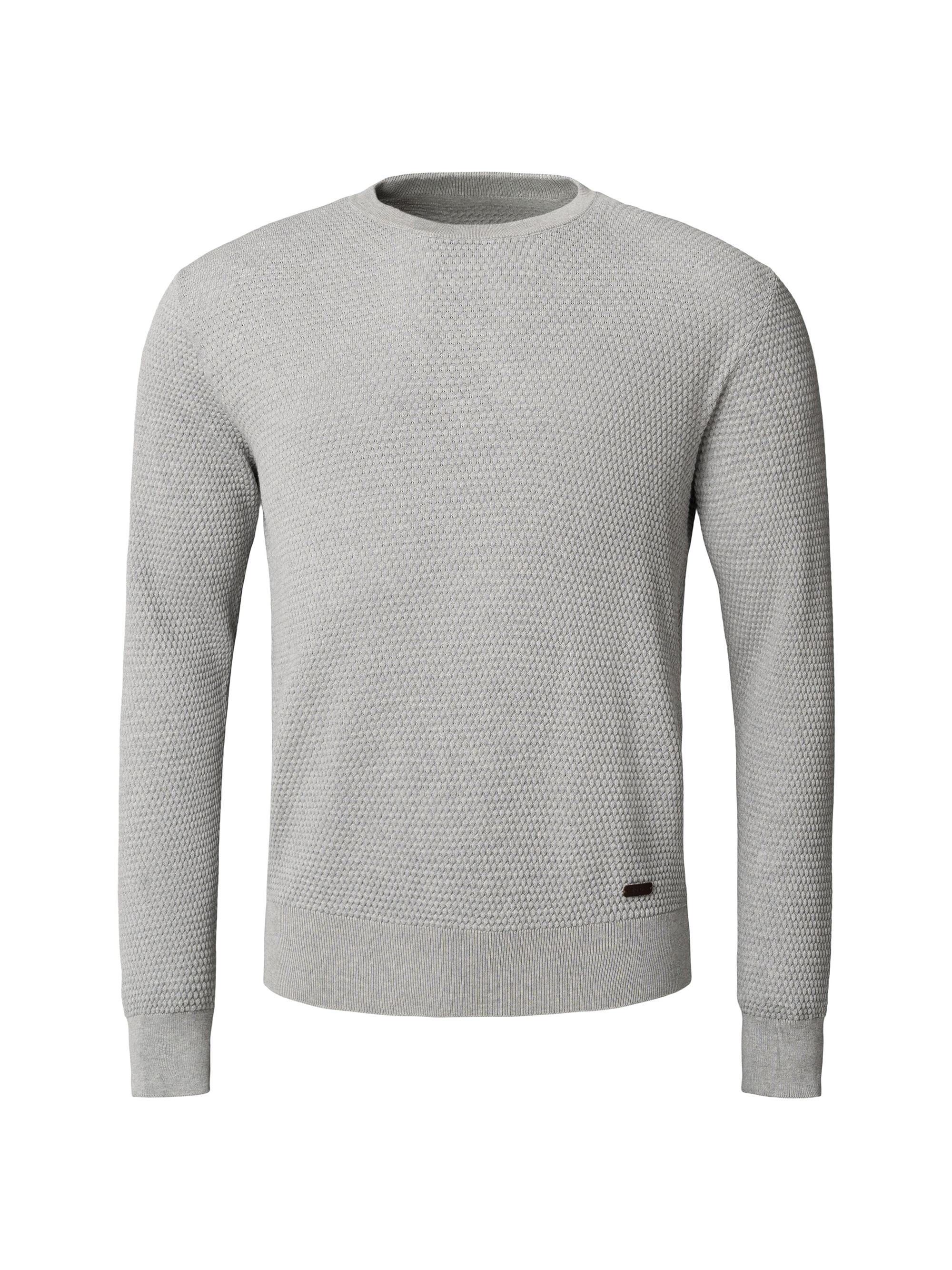 Eton Men's Popcorn-Stitch Cotton Crewneck Sweater - Grey
