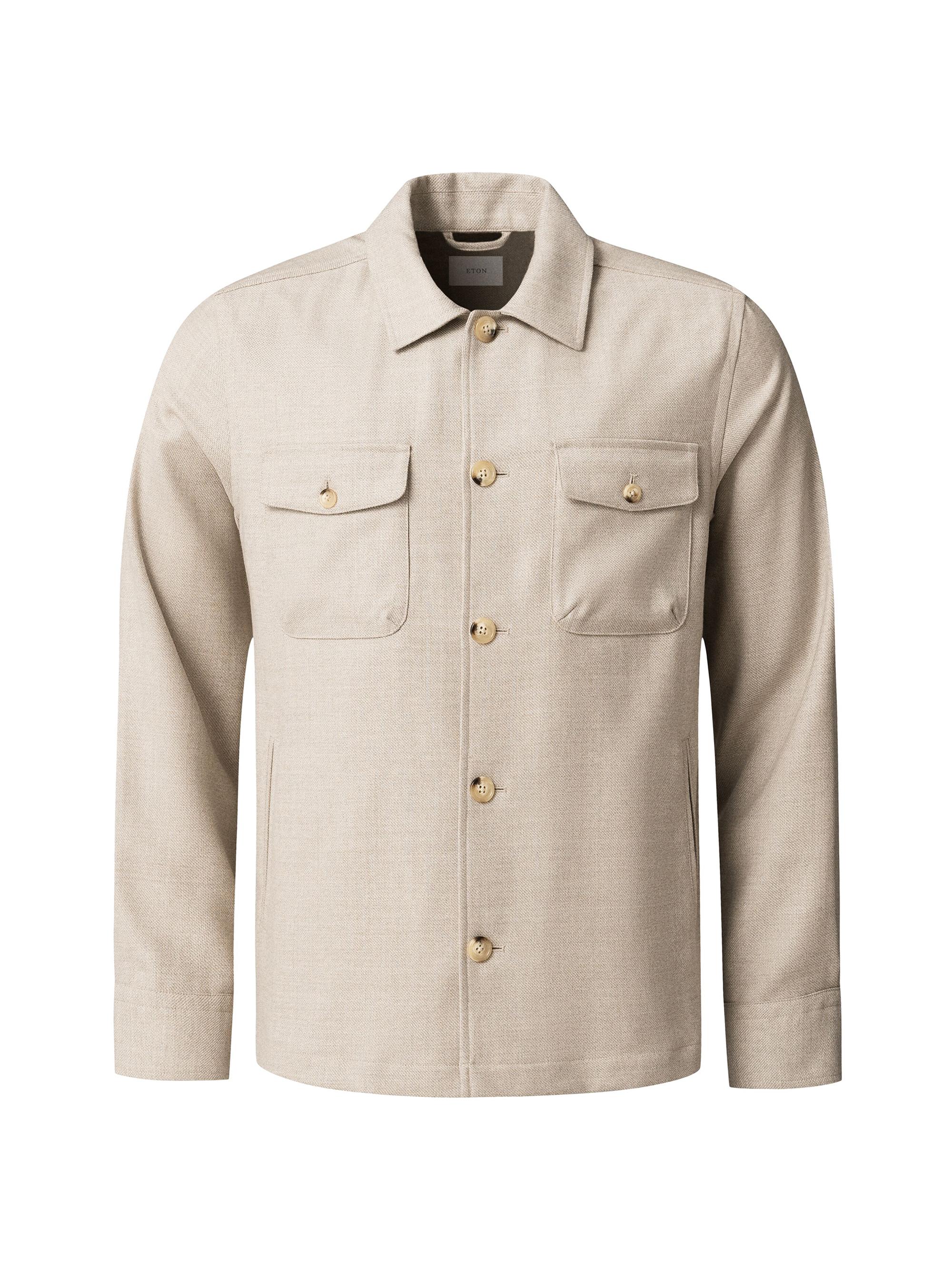 Eton Men's Wool-Cashmere Overshirt - Beige