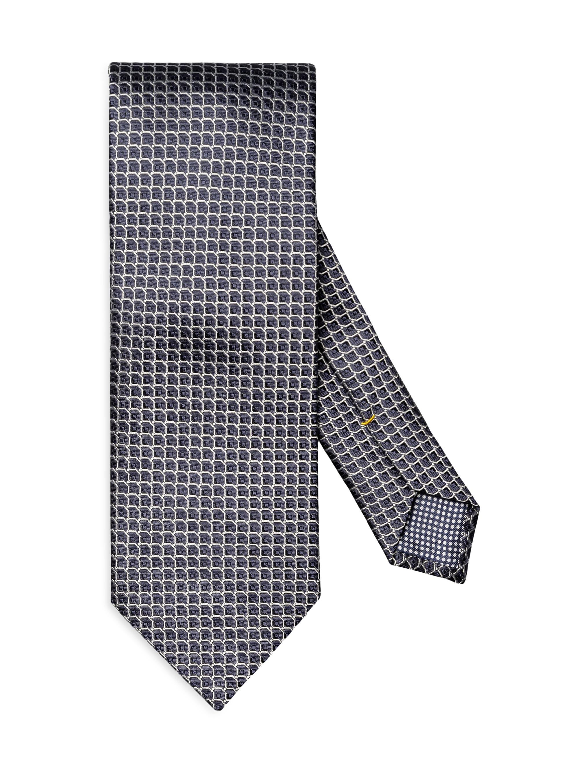 Eton Men's Geometric Woven Silk Tie - Blue