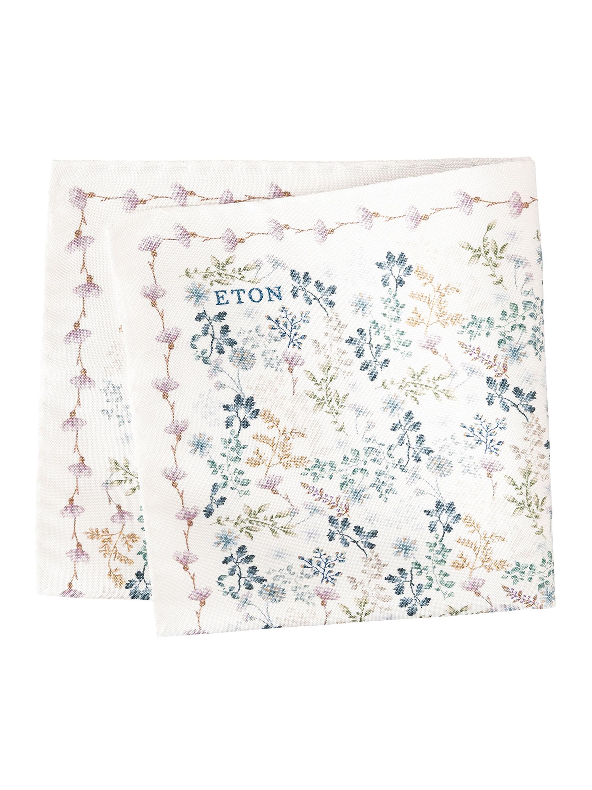 Eton Men's Botanical Print Silk Pocket Square