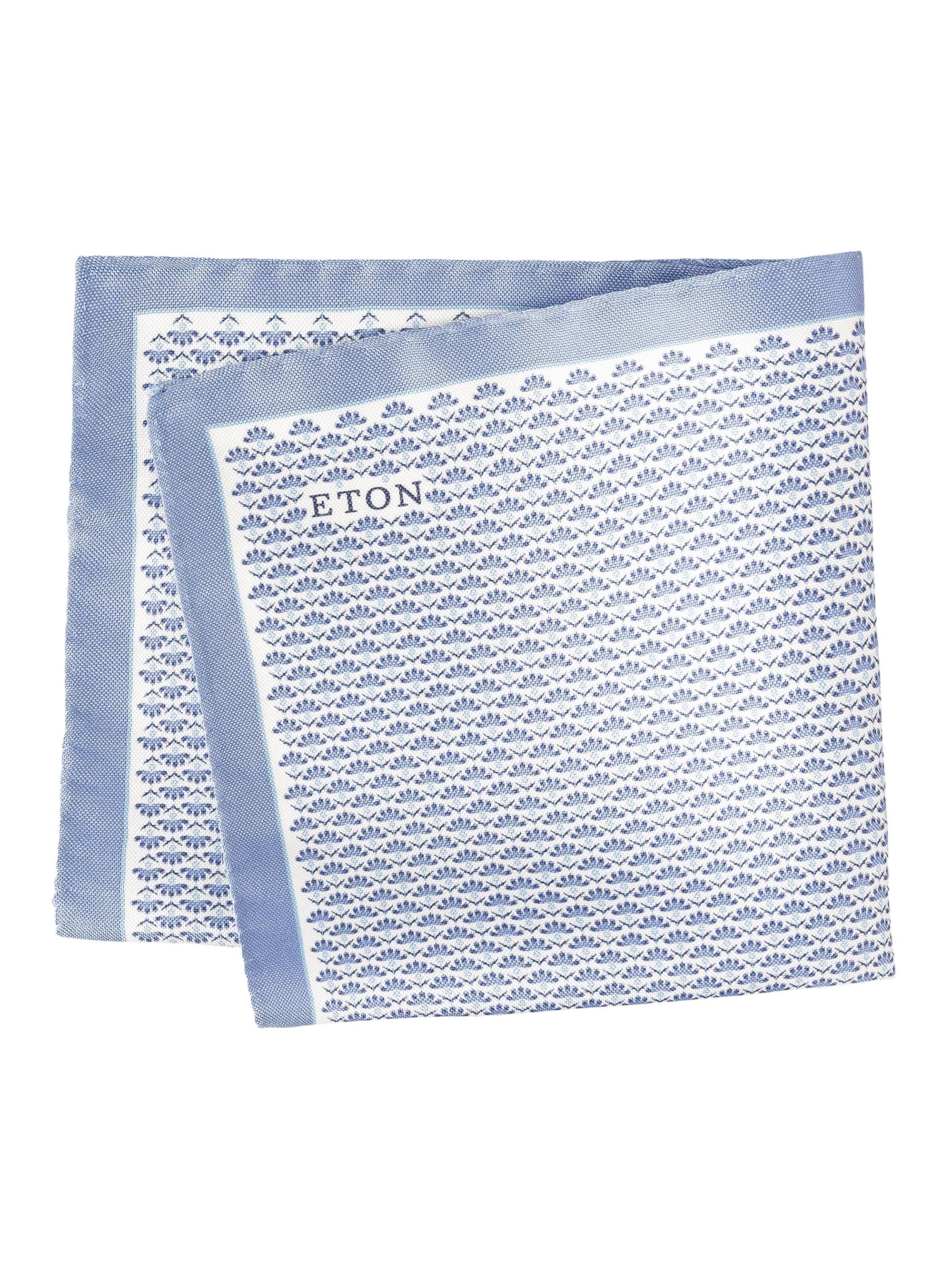 Eton Men's Floral Print Silk Pocket Square - Blue