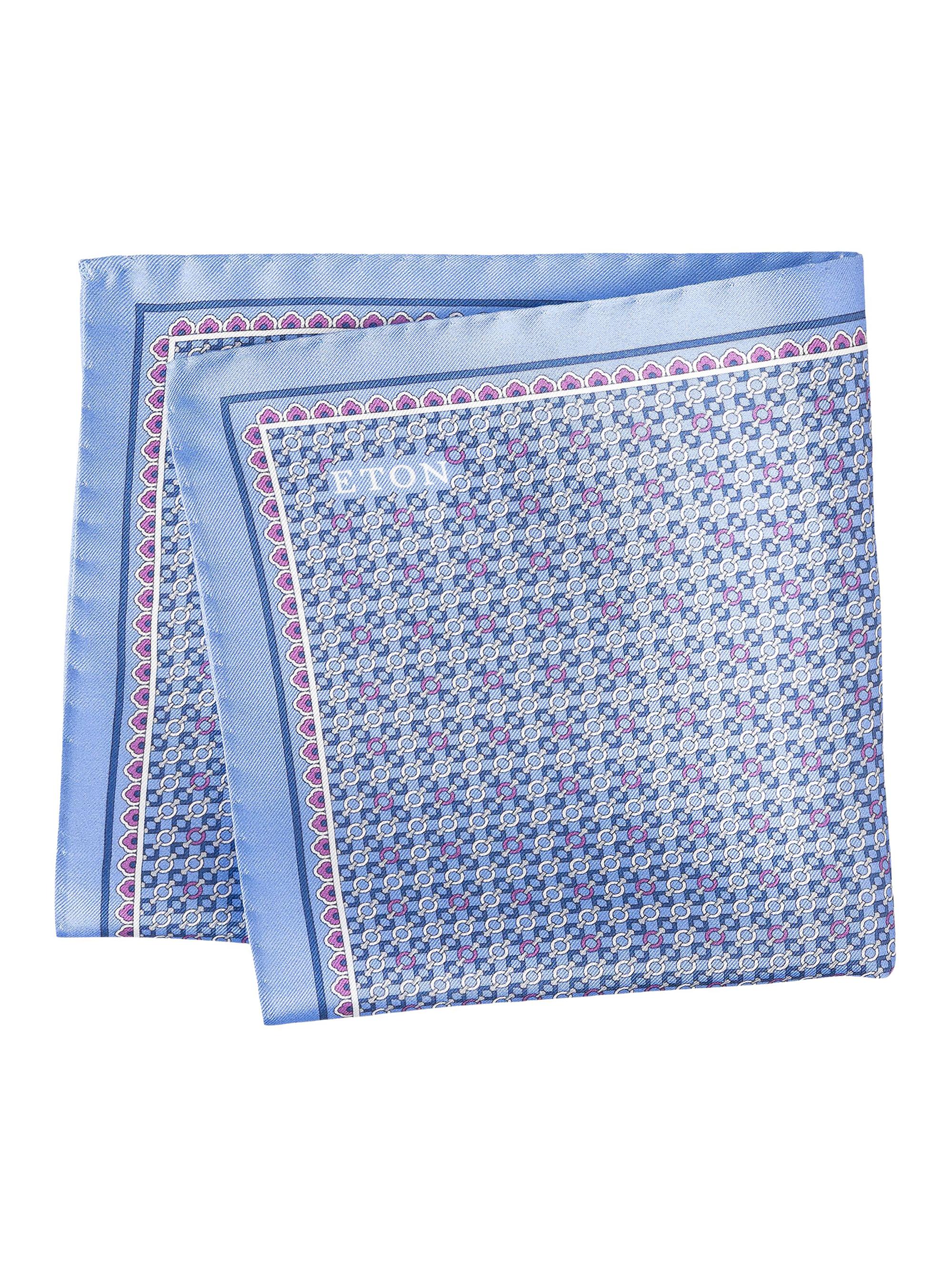 Eton Men's Micro-Geometric Print Silk Pocket Square - Pink