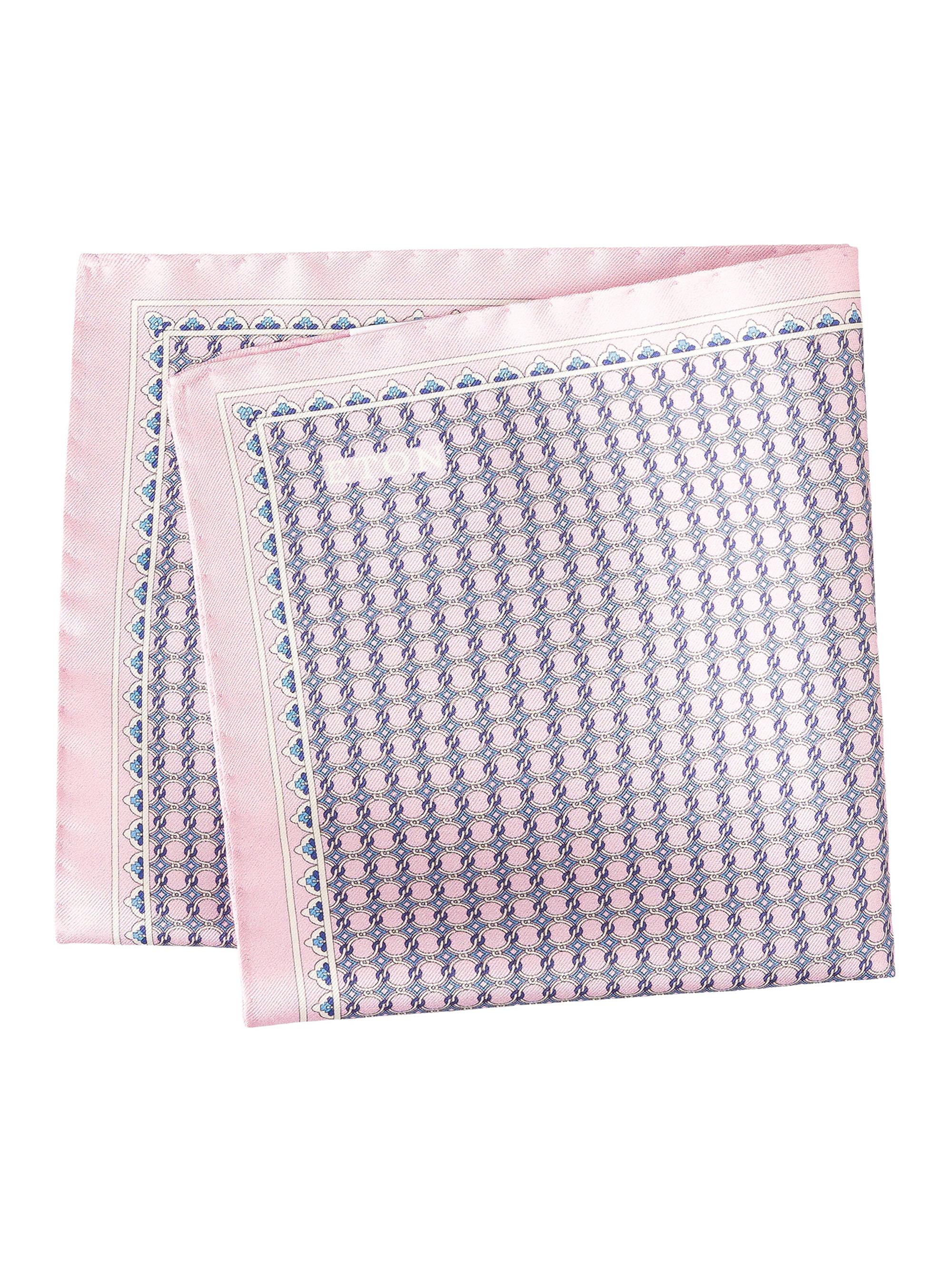 Eton Men's Micro-Geometric Print Silk Pocket Square - Pink | Thumbnail 3
