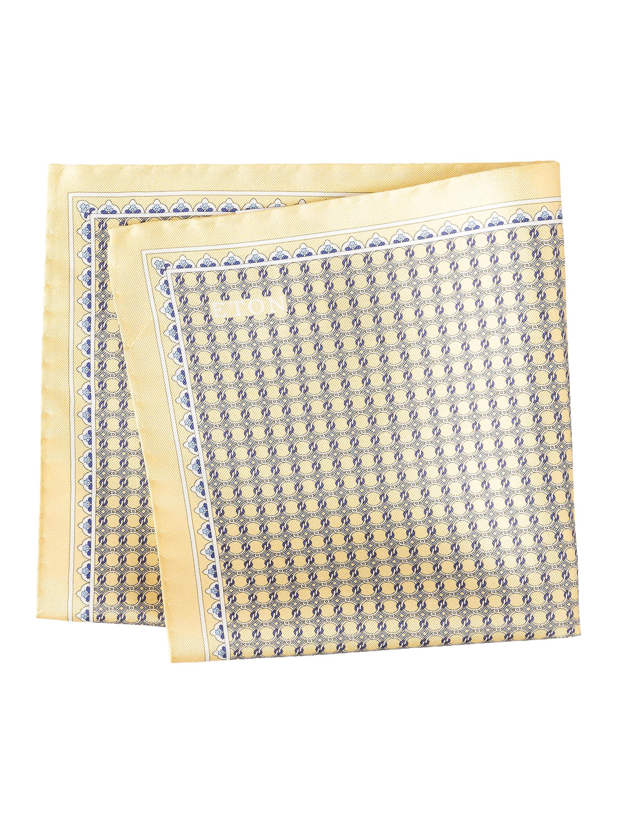 Eton Men's Micro-Geometric Print Silk Pocket Square - Yellow | Thumbnail 3