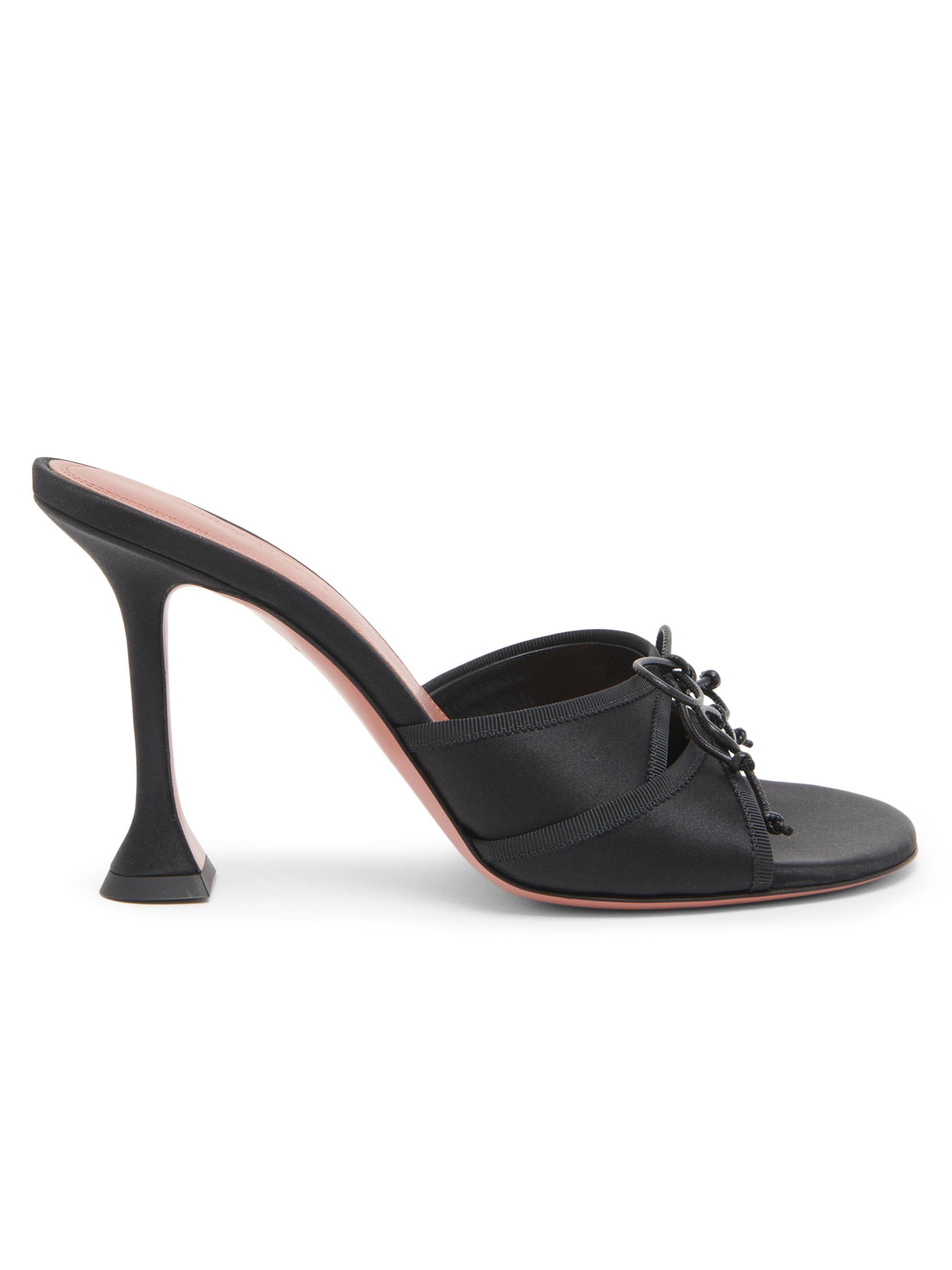 Amina Muaddi Women's Eleonora 95MM Satin Slippers - Black Satin - Women's Shoes
