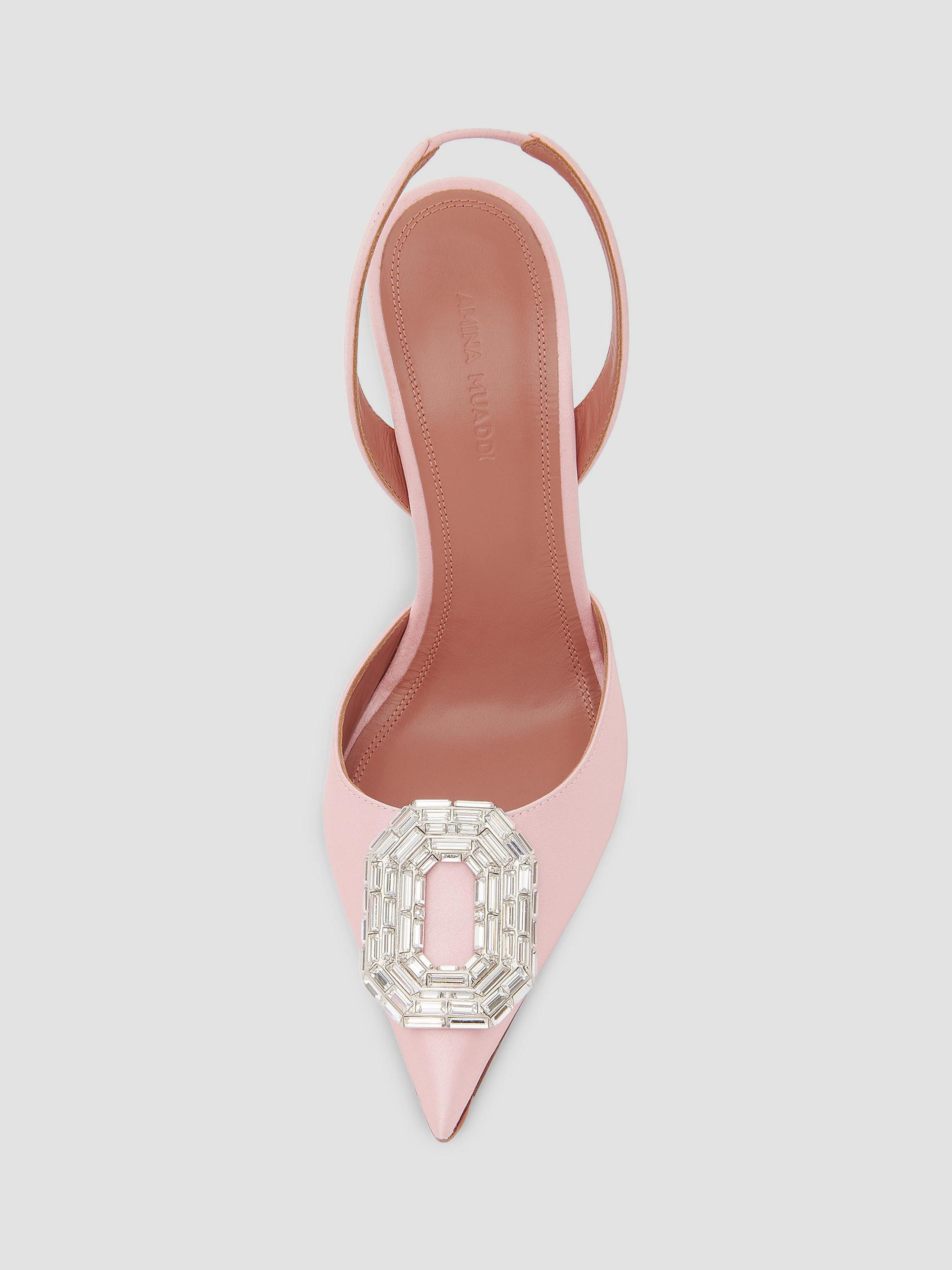 Amina Muaddi Camelia 105MM Satin Slingback Sandals | Saks Fifth Avenue