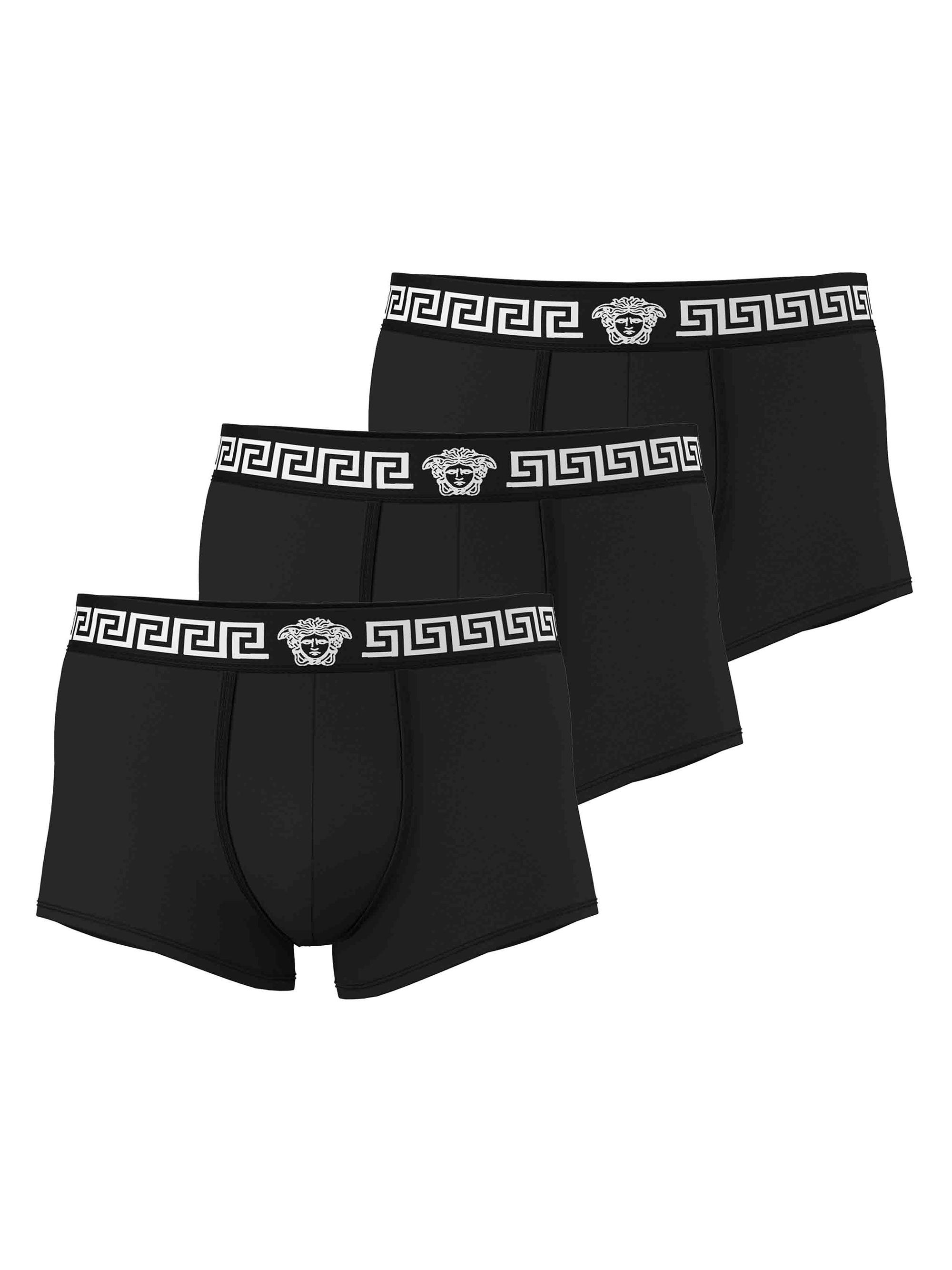 Versace Men's 3-Pack Greca Medusa Head Cotton Jersey Trunk Briefs - Black - Women's Clothing