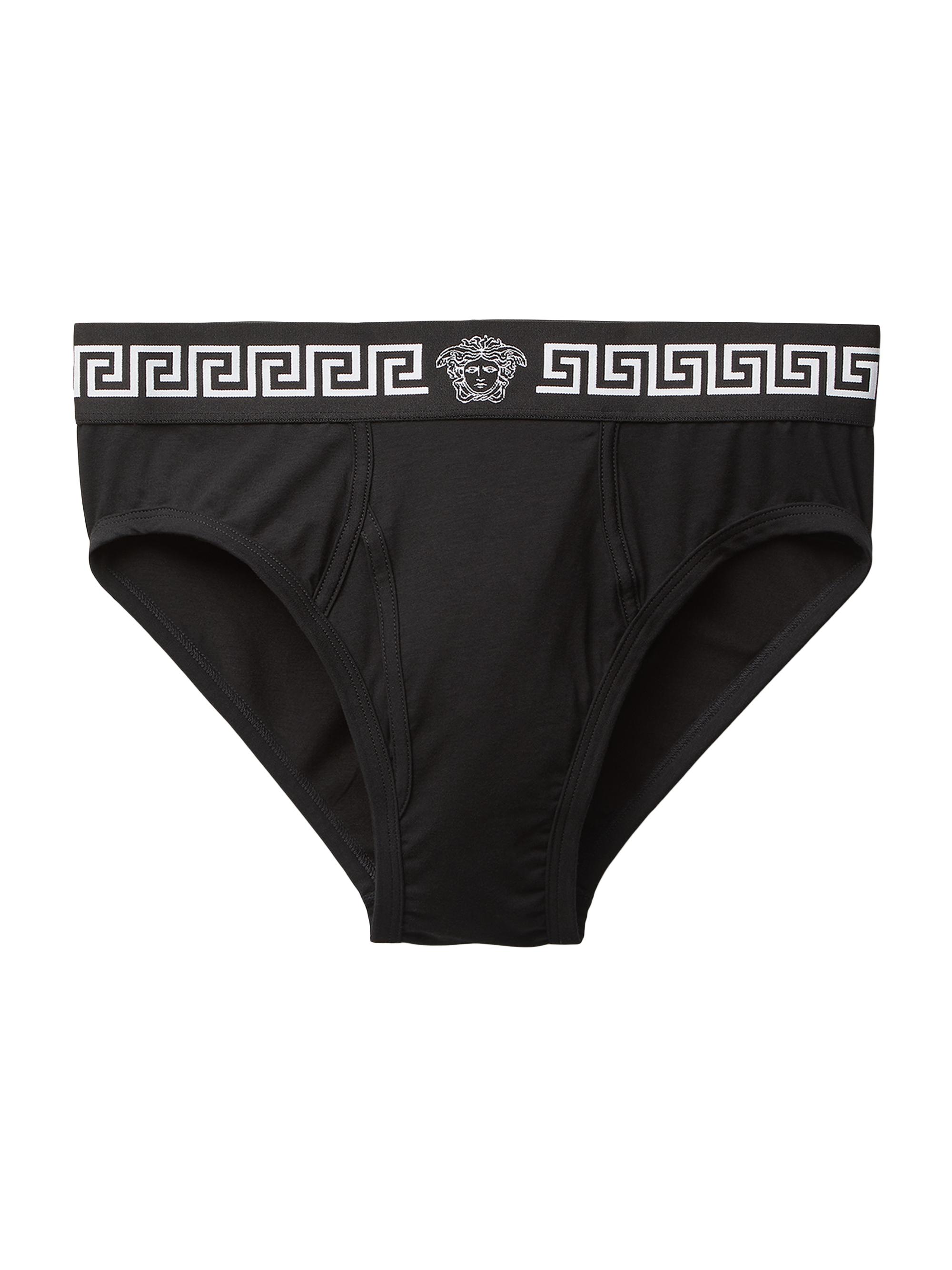 Versace Men's Greca Medusa Head Cotton Jersey Brief - Black