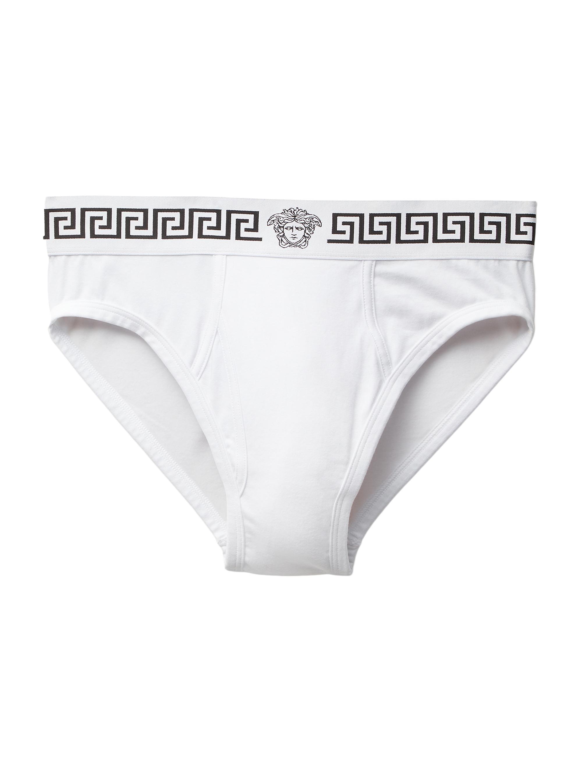 Versace Men's Greca Medusa Head Cotton Jersey Brief - Optical White