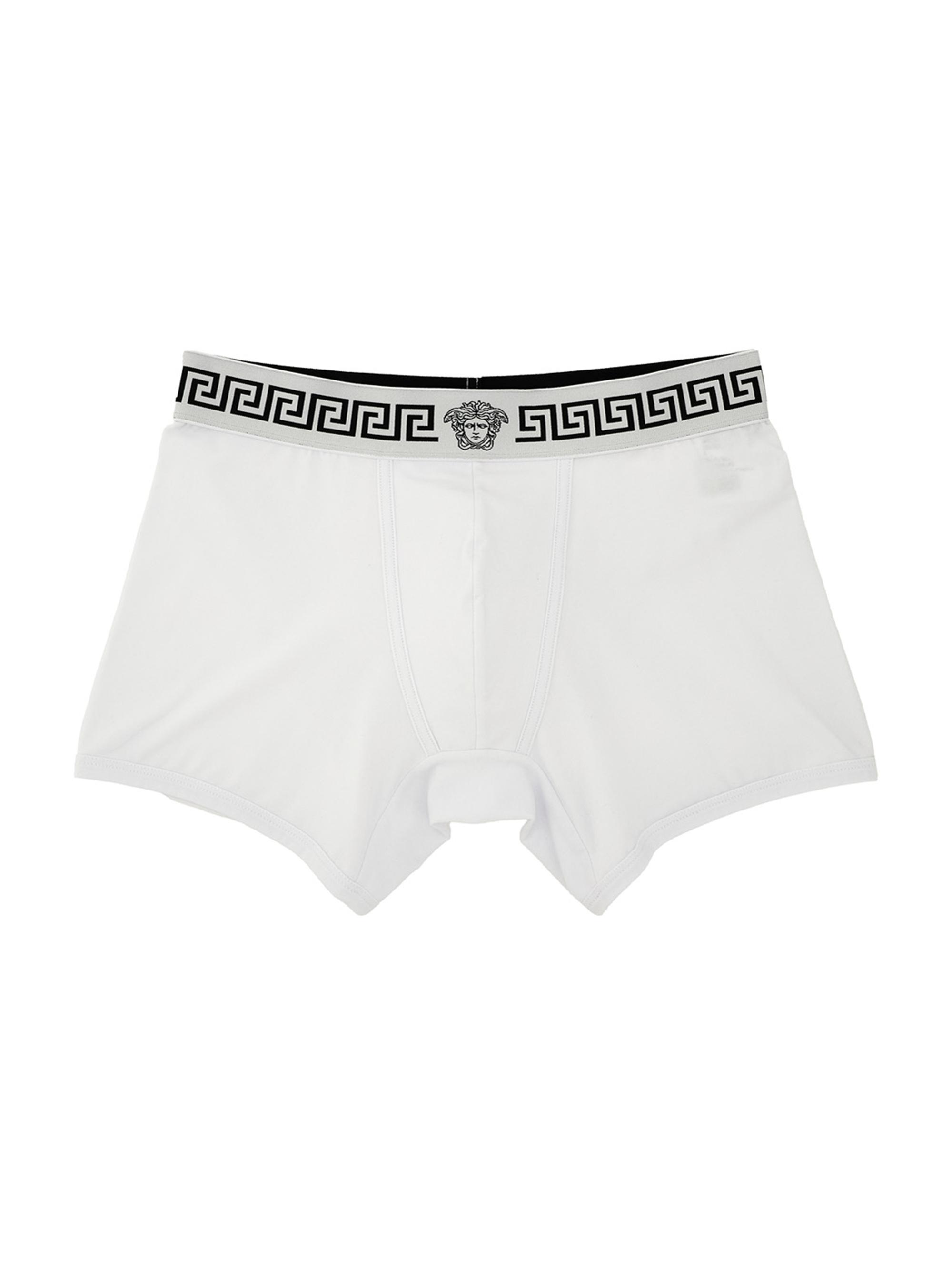 Versace Men's Greca Medusa-Head Jersey Boxer Brief - Optical White