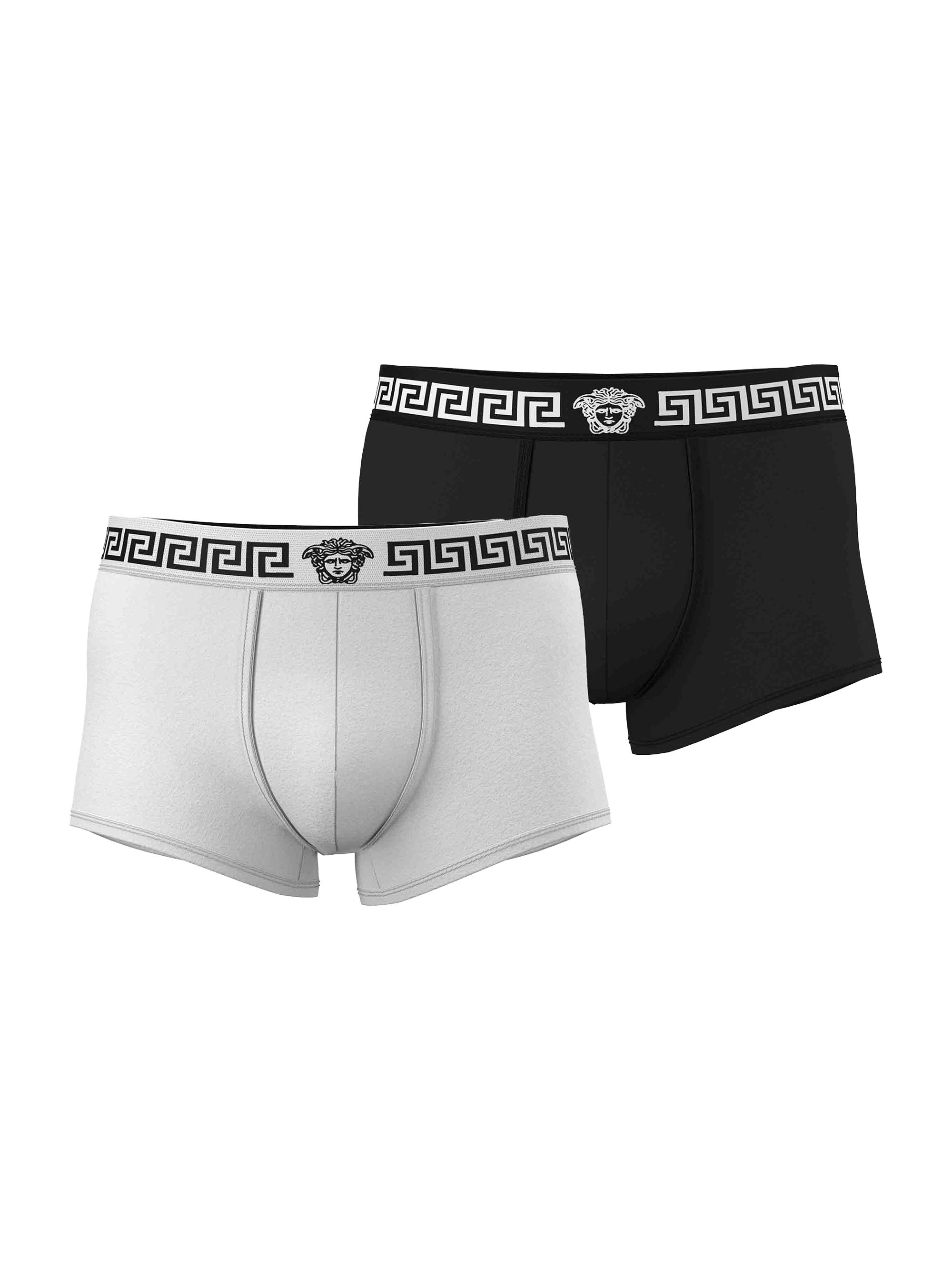 Versace Men's 2-Pack Medusa Stretch-Cotton Trunks - White Black
