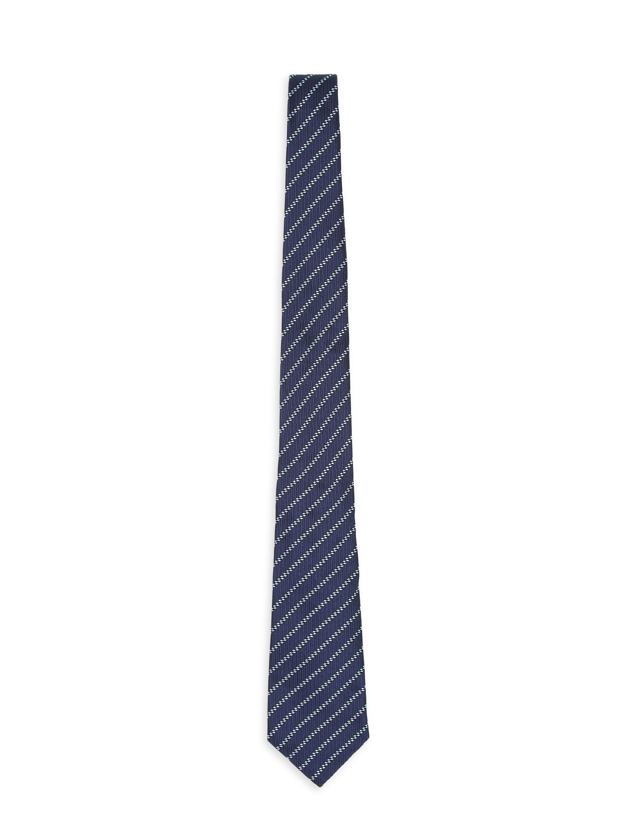 Giorgio Armani Men's Diagonal Striped Silk Jacquard Tie - Blu Notte