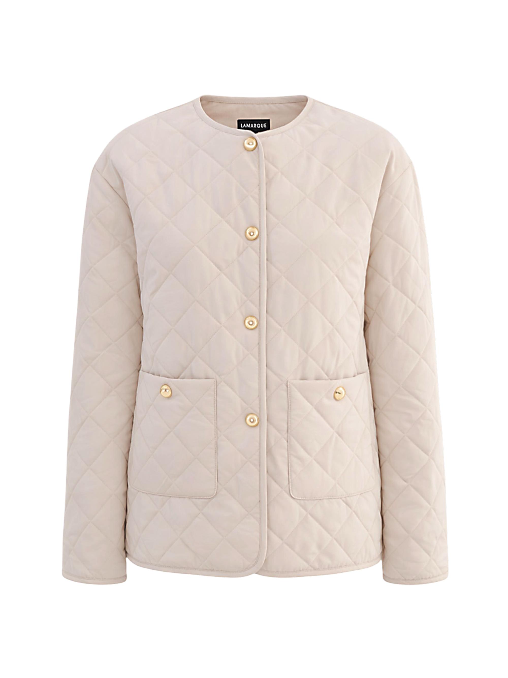 Lamarque Women's Hera Quilted Collarless Jacket - Whisper White