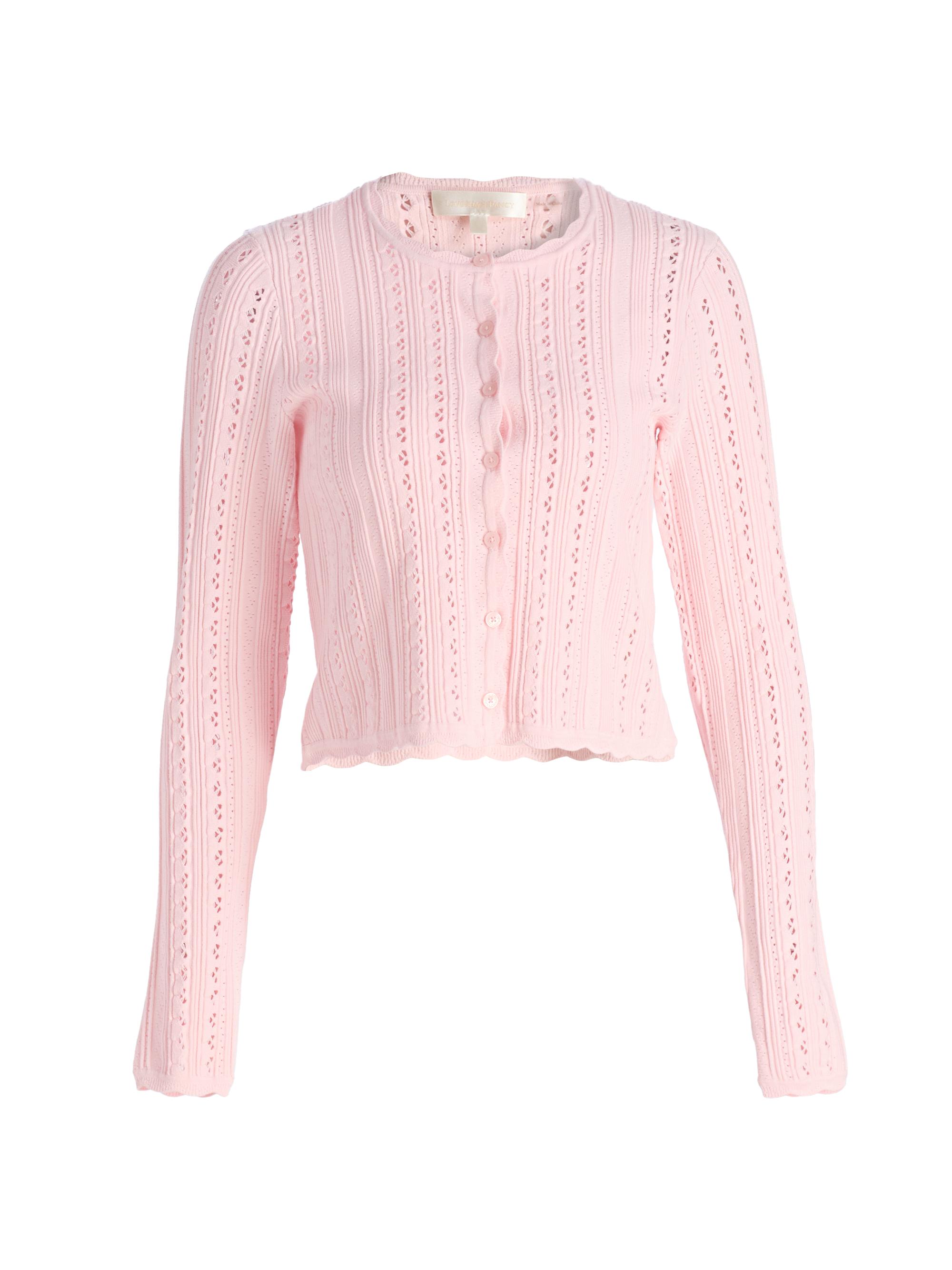LoveShackFancy Women's Peridot Scalloped Trim Cardigan - Peach Sorbet
