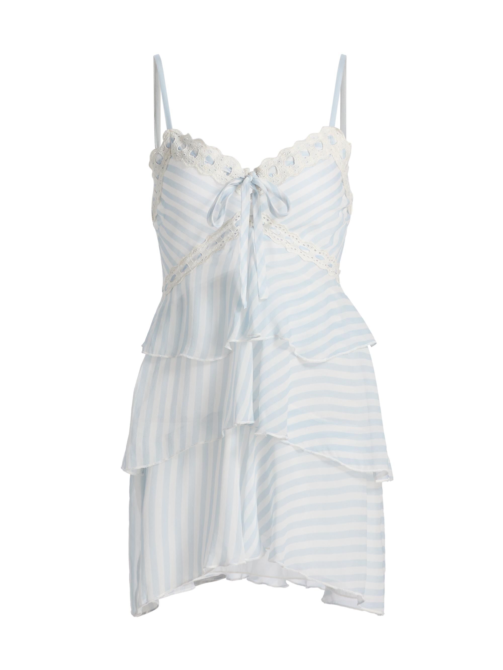 LoveShackFancy Women's Marlia Striped Minidress - Lariat Blue