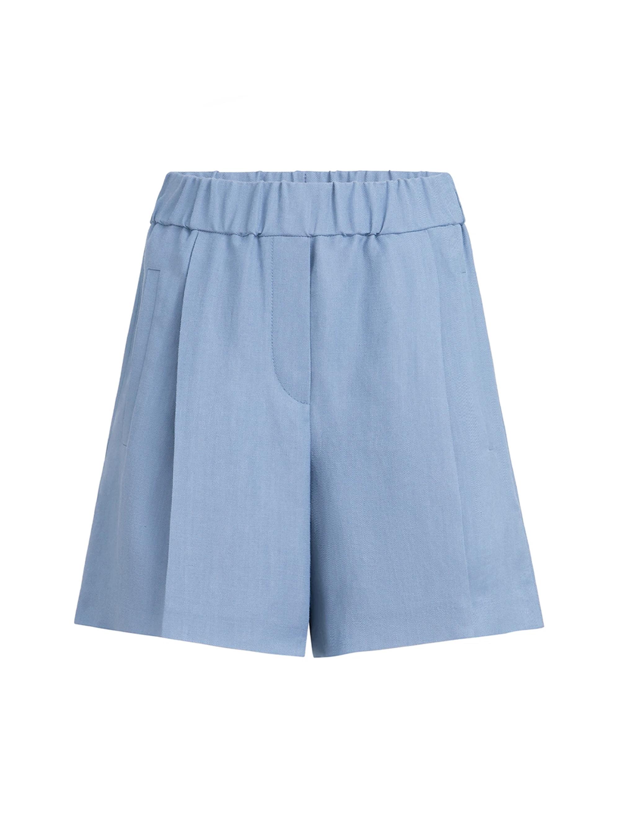 Brunello Cucinelli Women's Viscose and Linen Fluid Twill Baggy Shorts - Azure