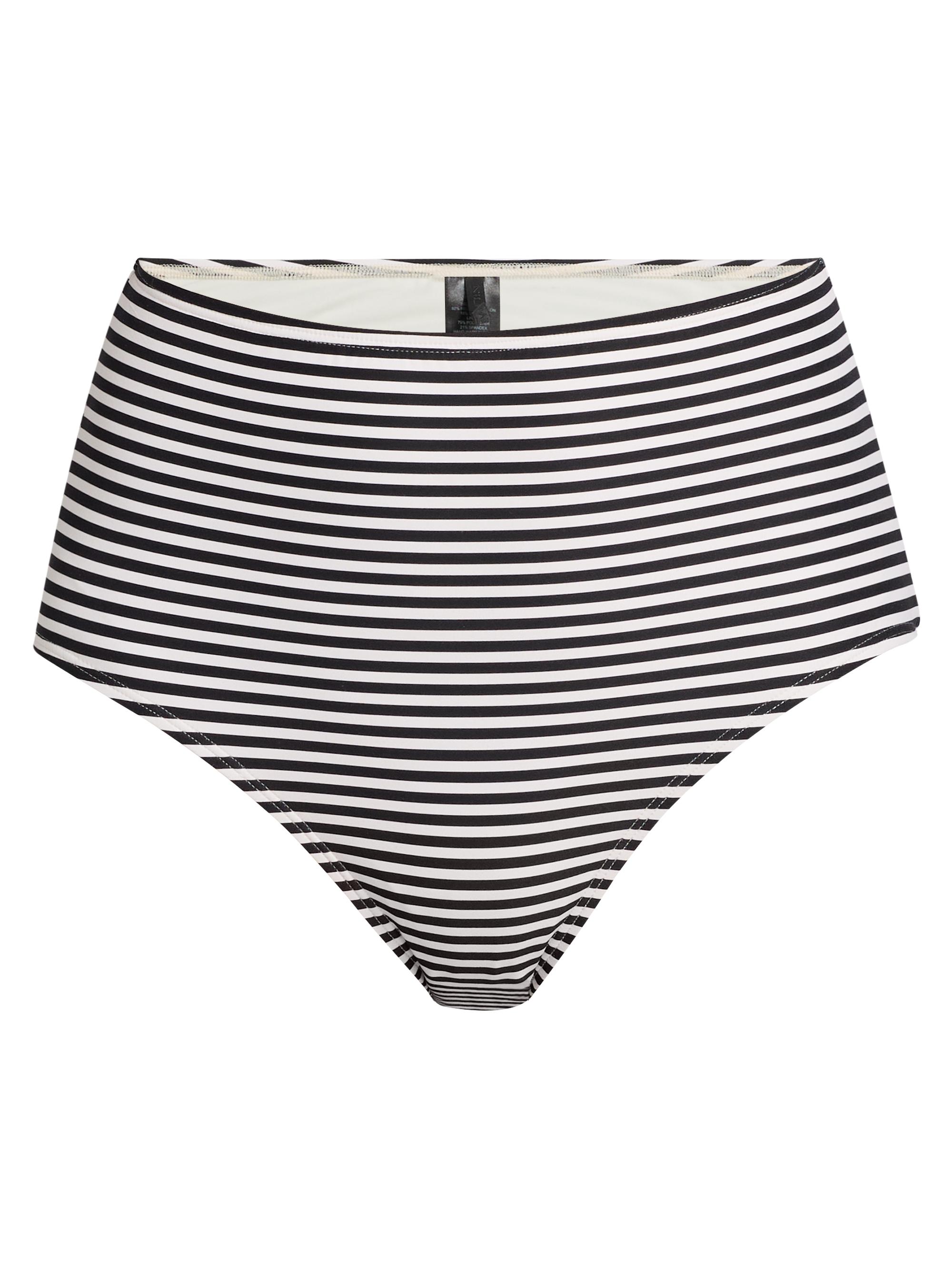Nili Lotan Women's Stripe High-Waist Bikini Bottom - Black  Stripe