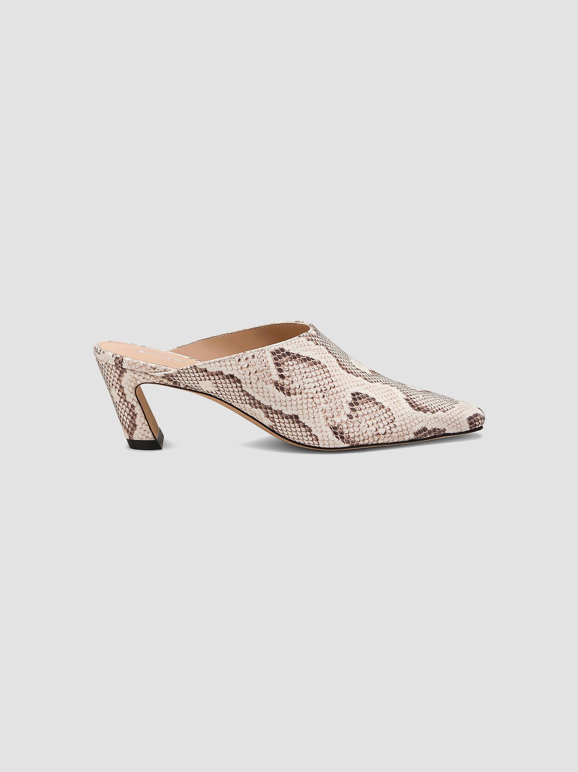 Stuart Weitzman Stassi 50MM Snake-Embossed Leather Mules | Saks