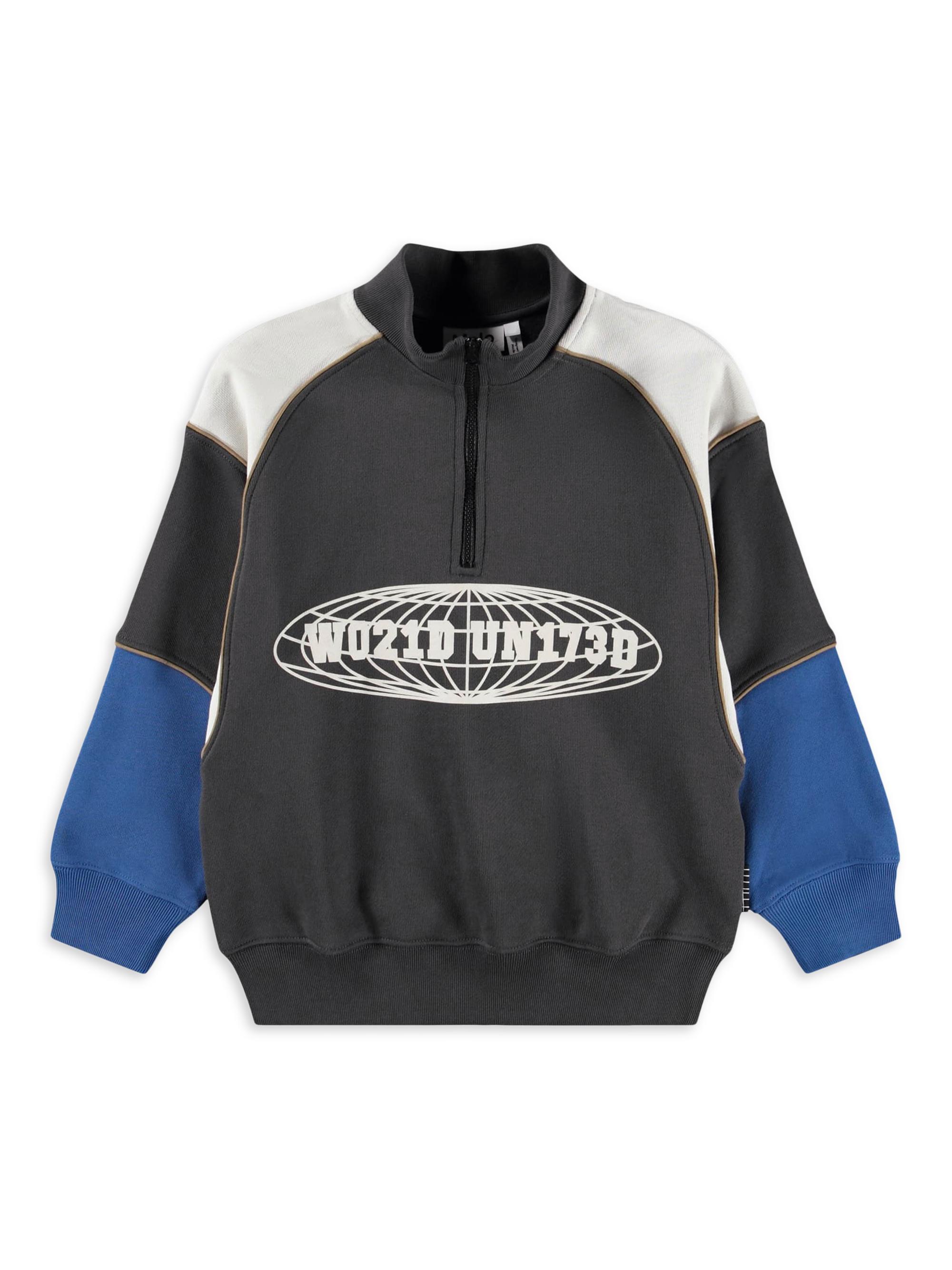 Molo Little Boy's & Boy's Marty Half-Zip Pullover Sweatshirt - Pirate Black