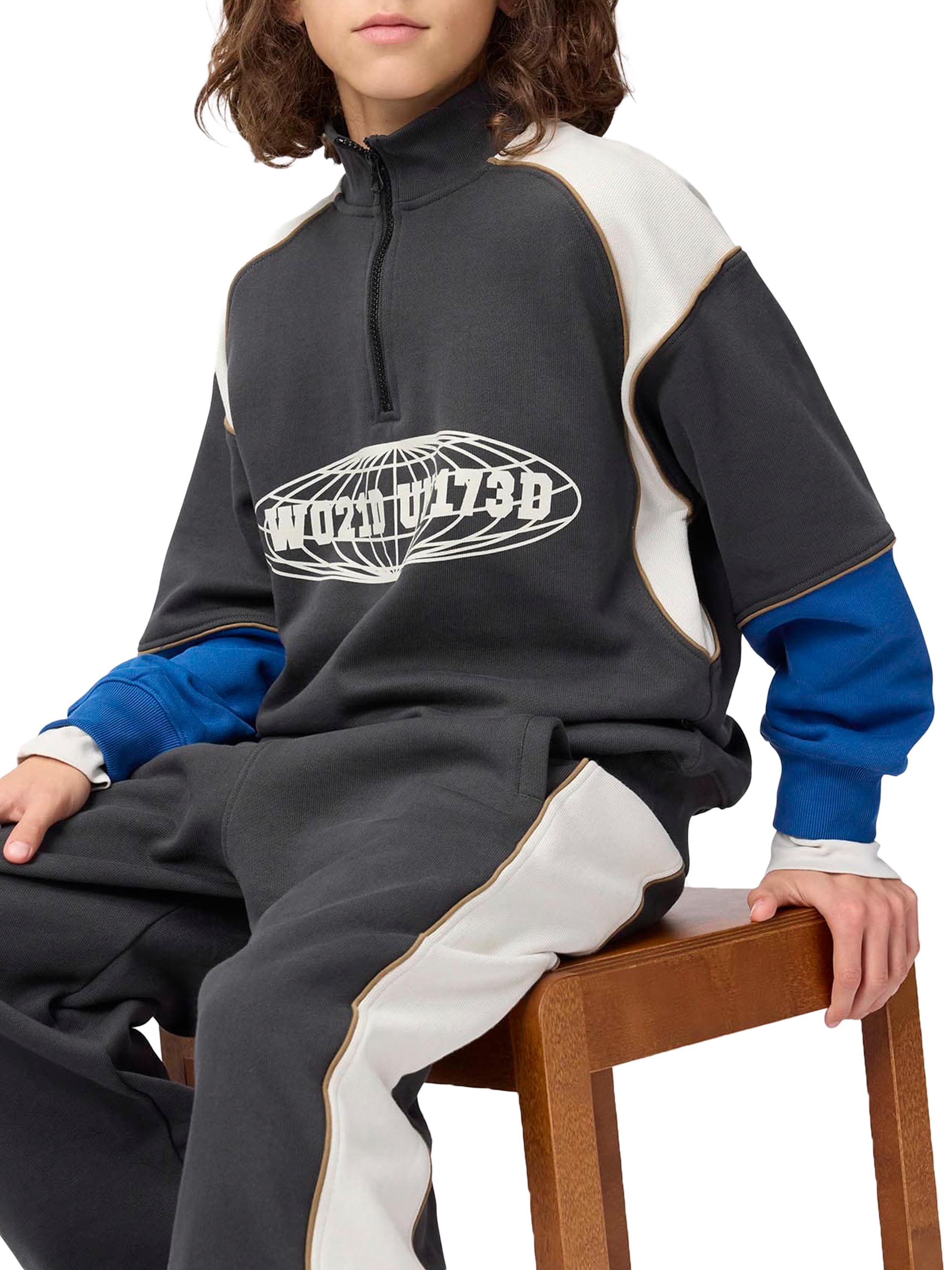 Molo Little Boy's & Boy's Marty Half-Zip Pullover Sweatshirt - Pirate Black | Thumbnail 5