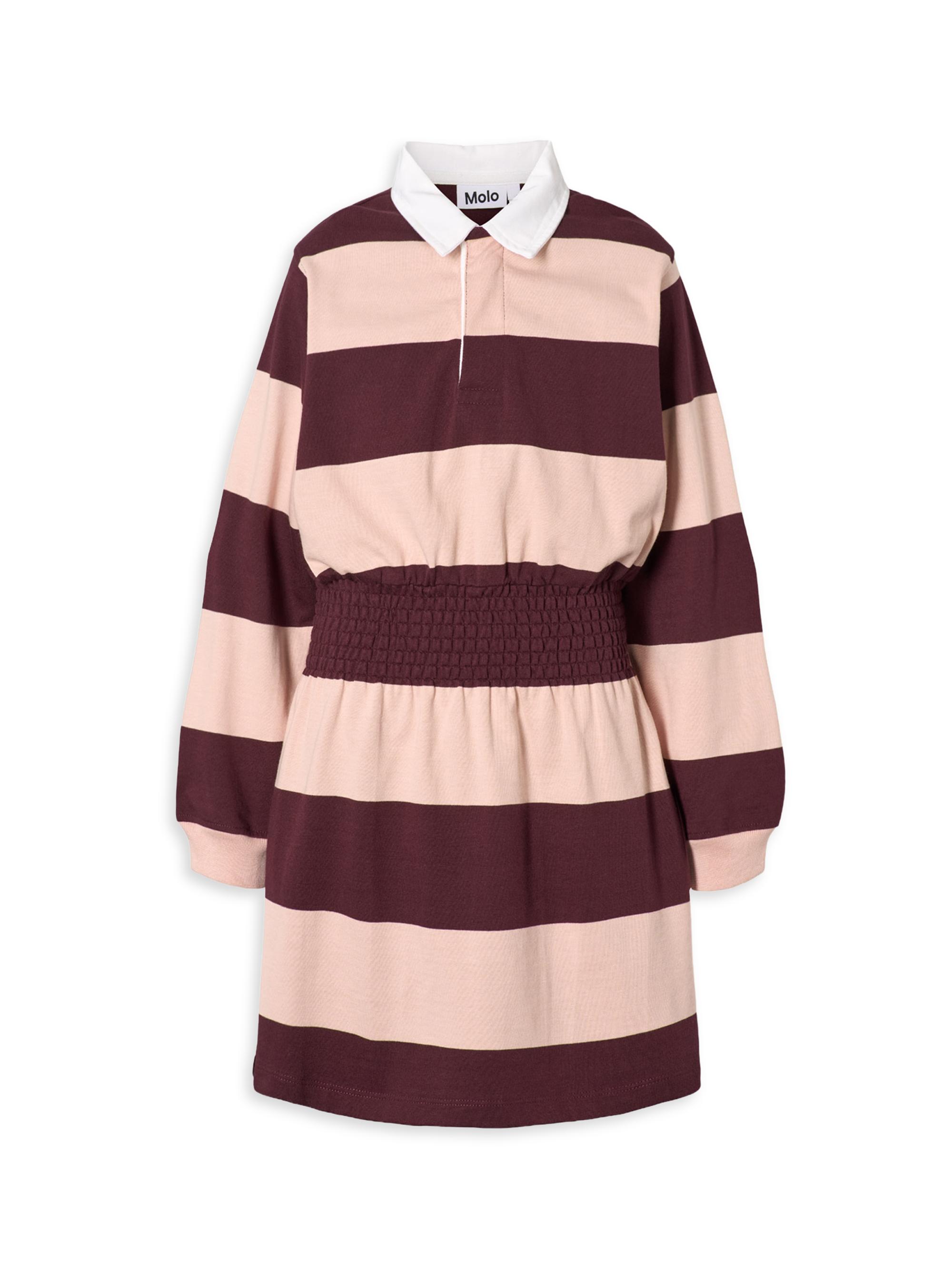 Molo Little Girl's & Girl's Carlott Striped Polo Shirtdress - Berry Petal