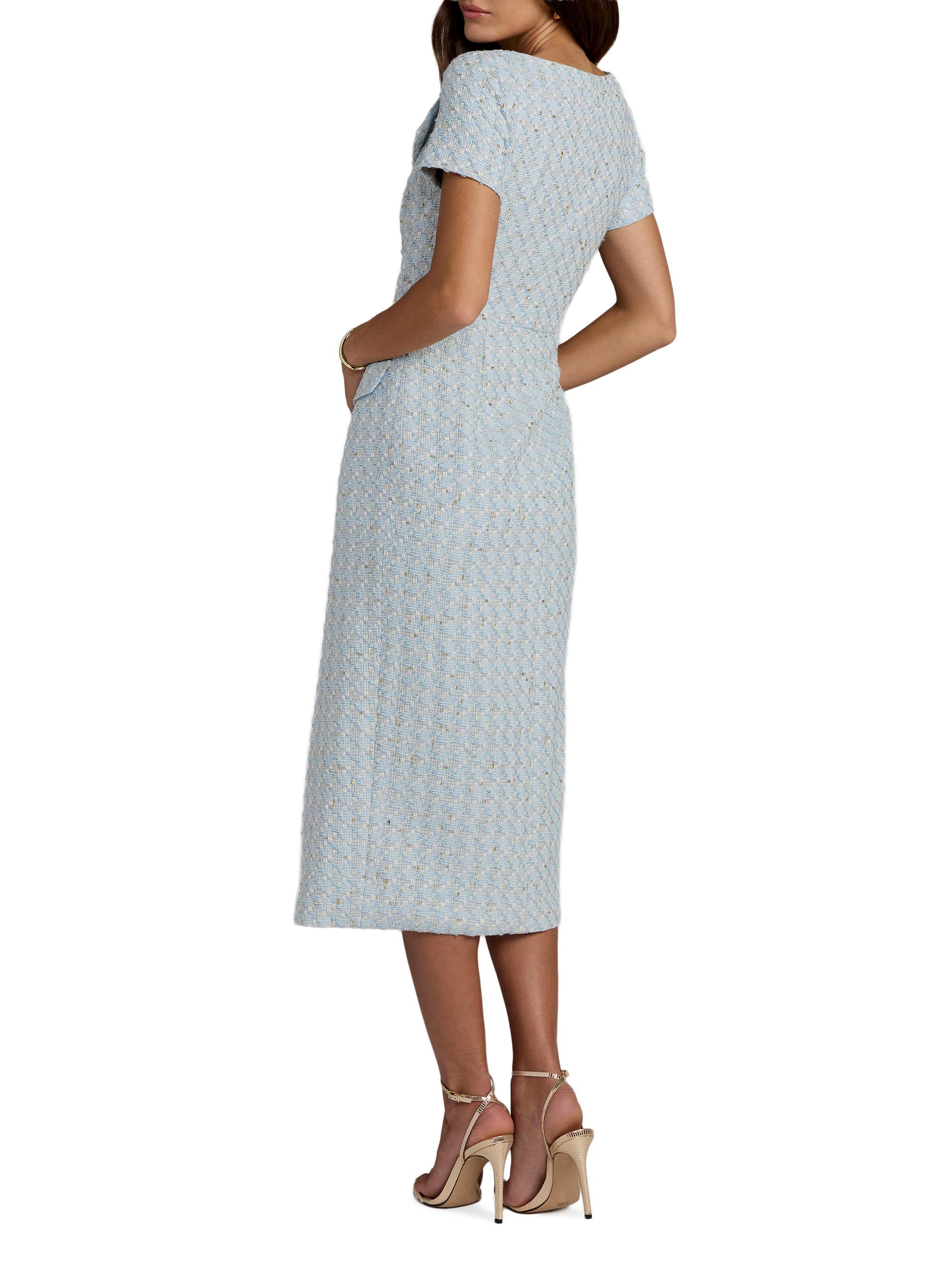 double breasted midi dress Pale Blue KarenMillen Tailored Textured Double Breasted Midi Dress
