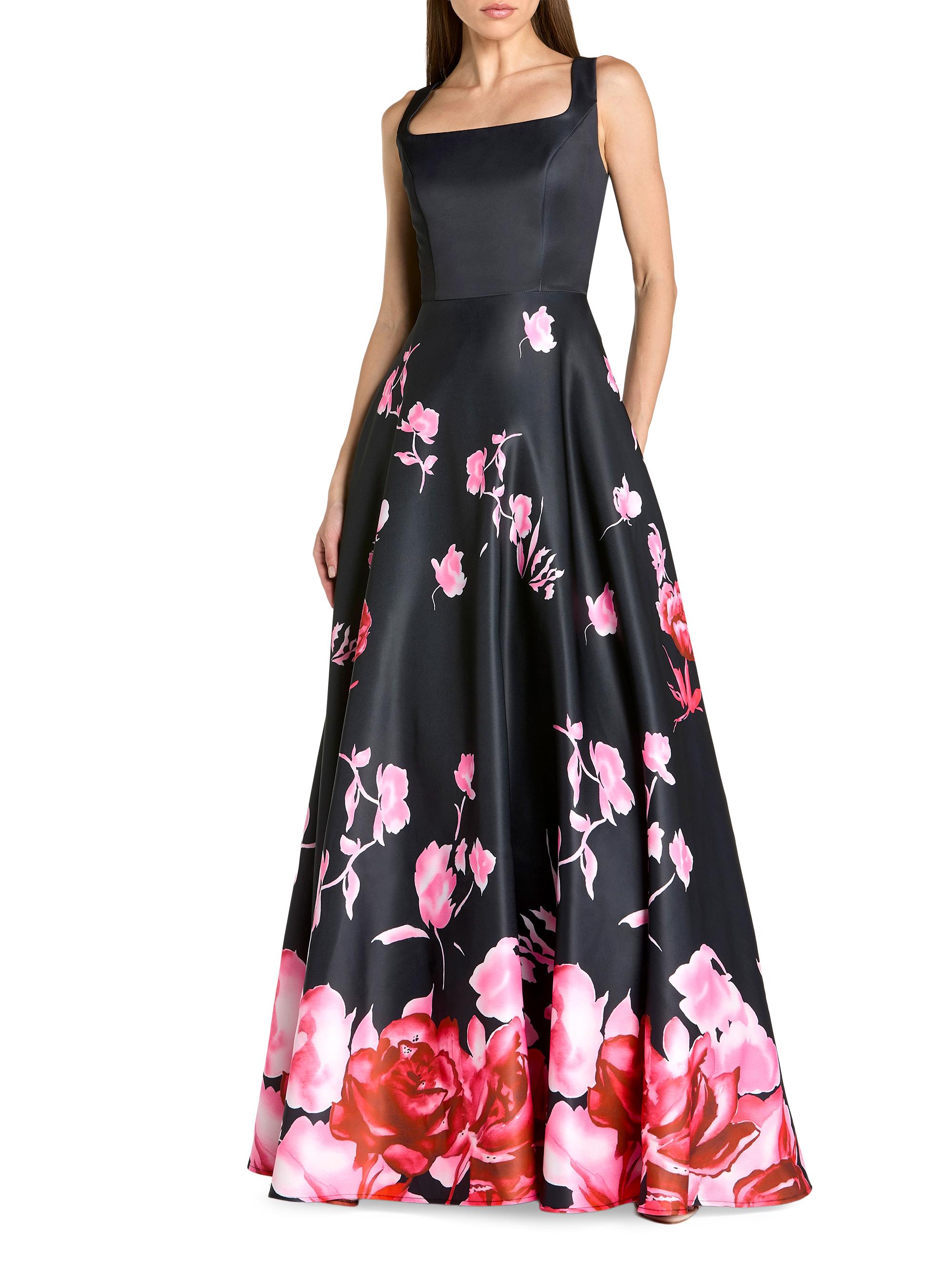 Mac Duggal Women's Floral Satin Ball Gown - Black Multi