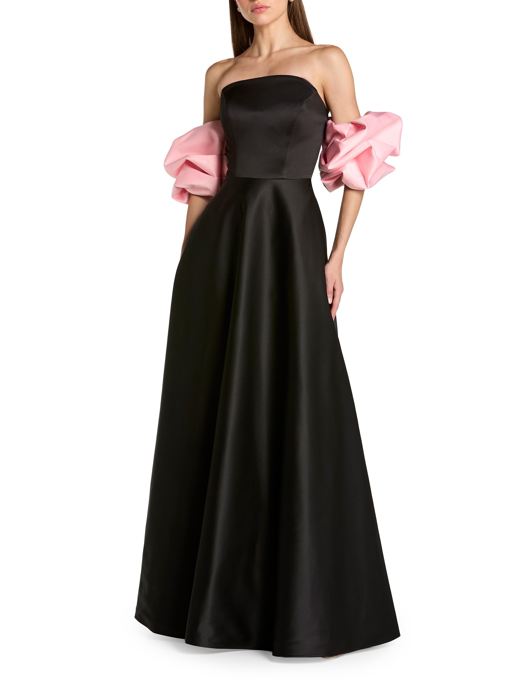 Mac Duggal Women's Satin Puff-Sleeve Off-The-Shoulder Gown - Black Pink