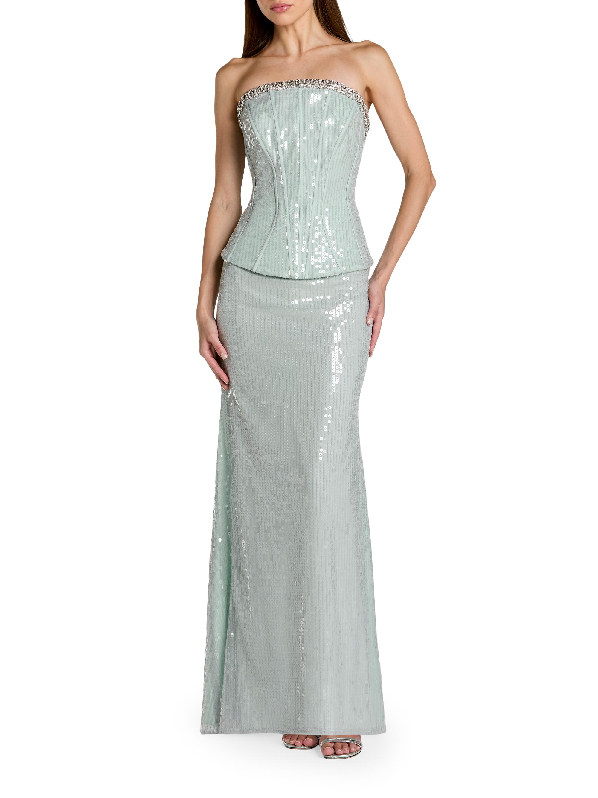 Mac Duggal Women's Sequined Peplum Strapless Gown - Pale Blue