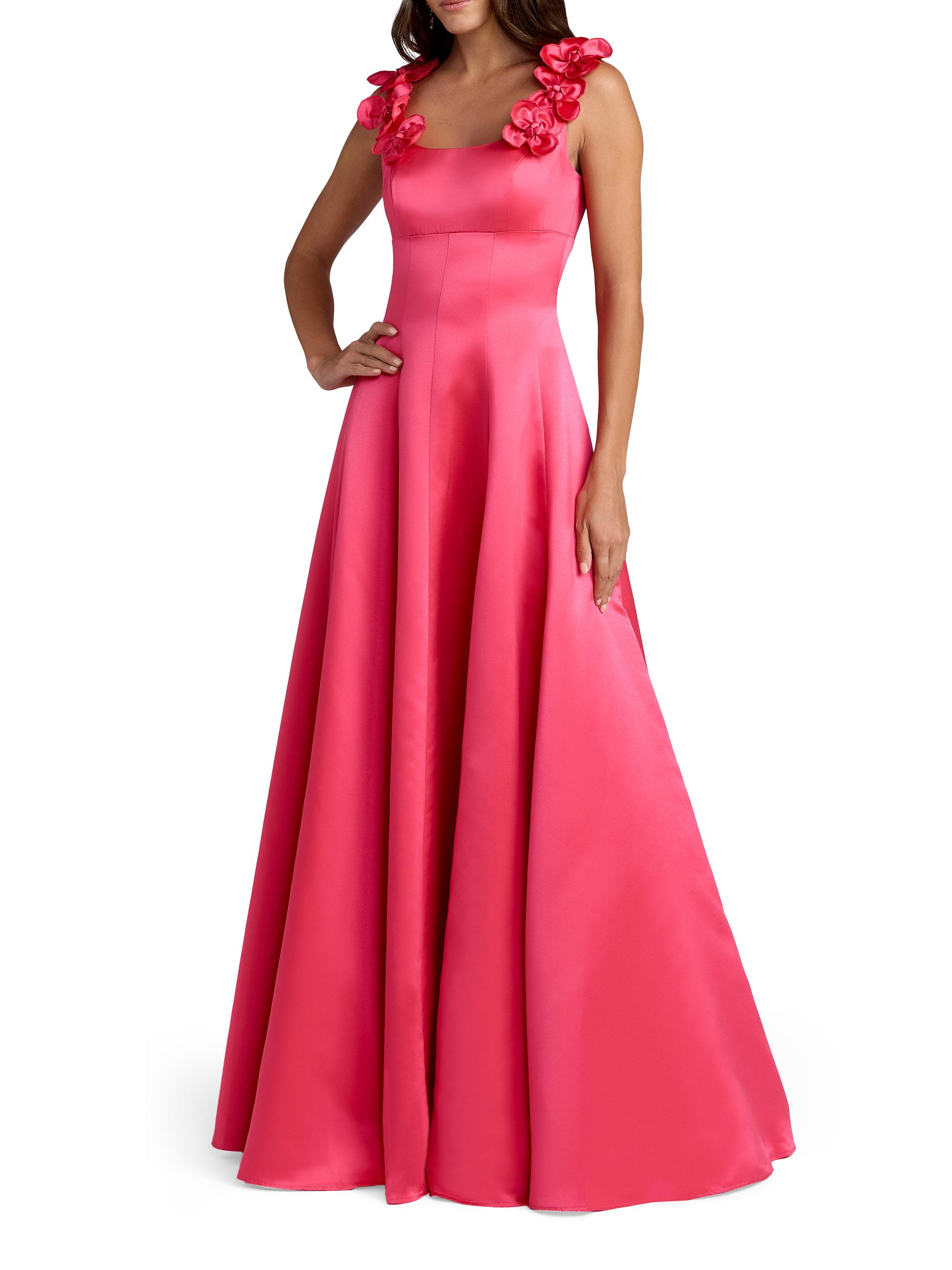 Mac Duggal Women's Embellished Satin Square-Neck Gown - Hot Pink
