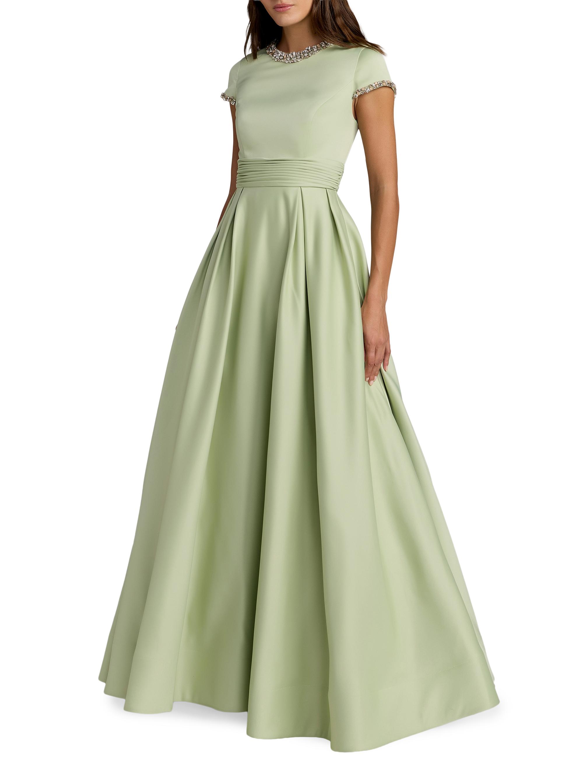 Mac Duggal Women's Embellished Satin Cap-Sleeve Gown - Sage