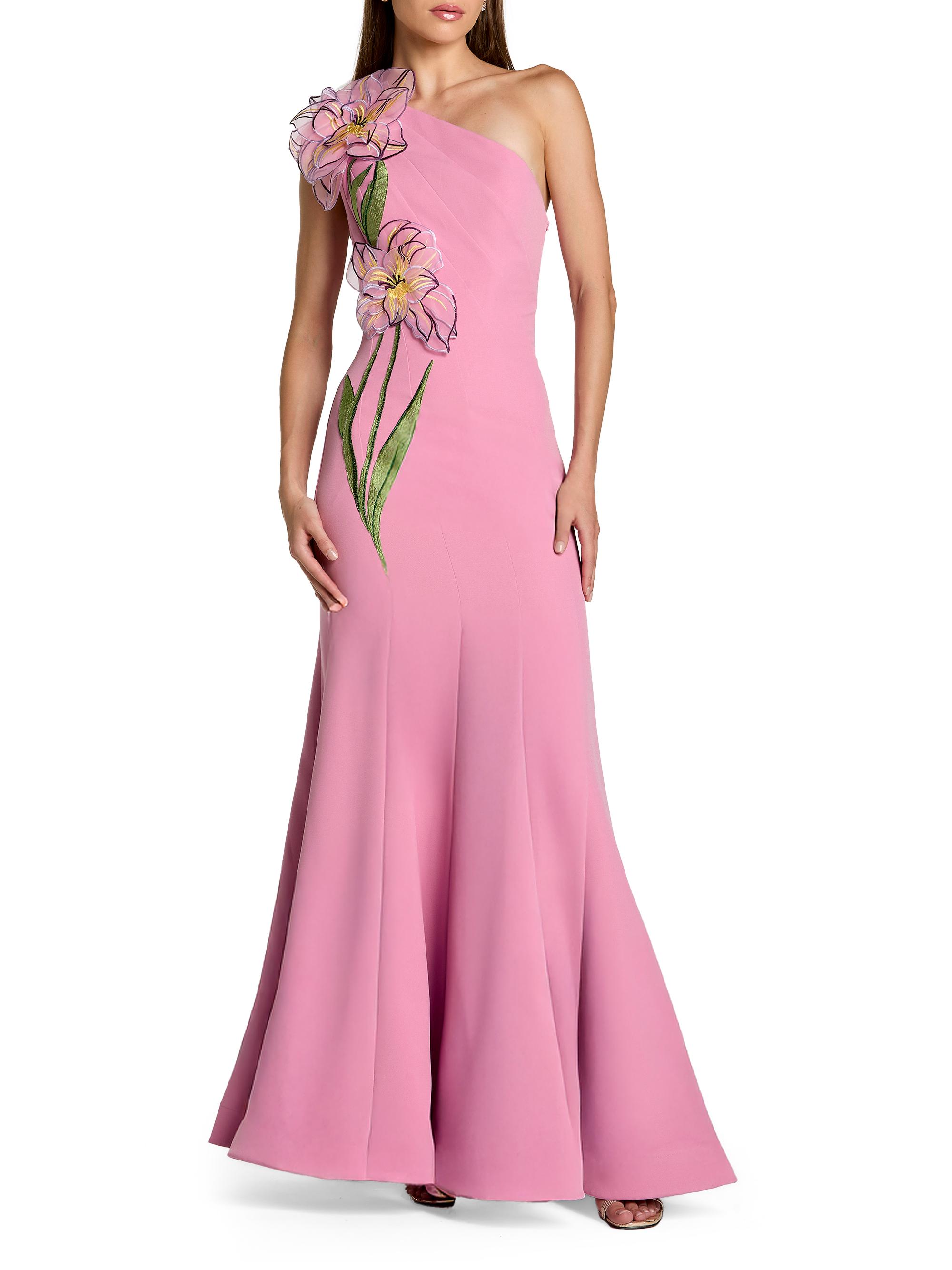 Mac Duggal Women's Floral Appliqué One-Shoulder Gown - Orchid