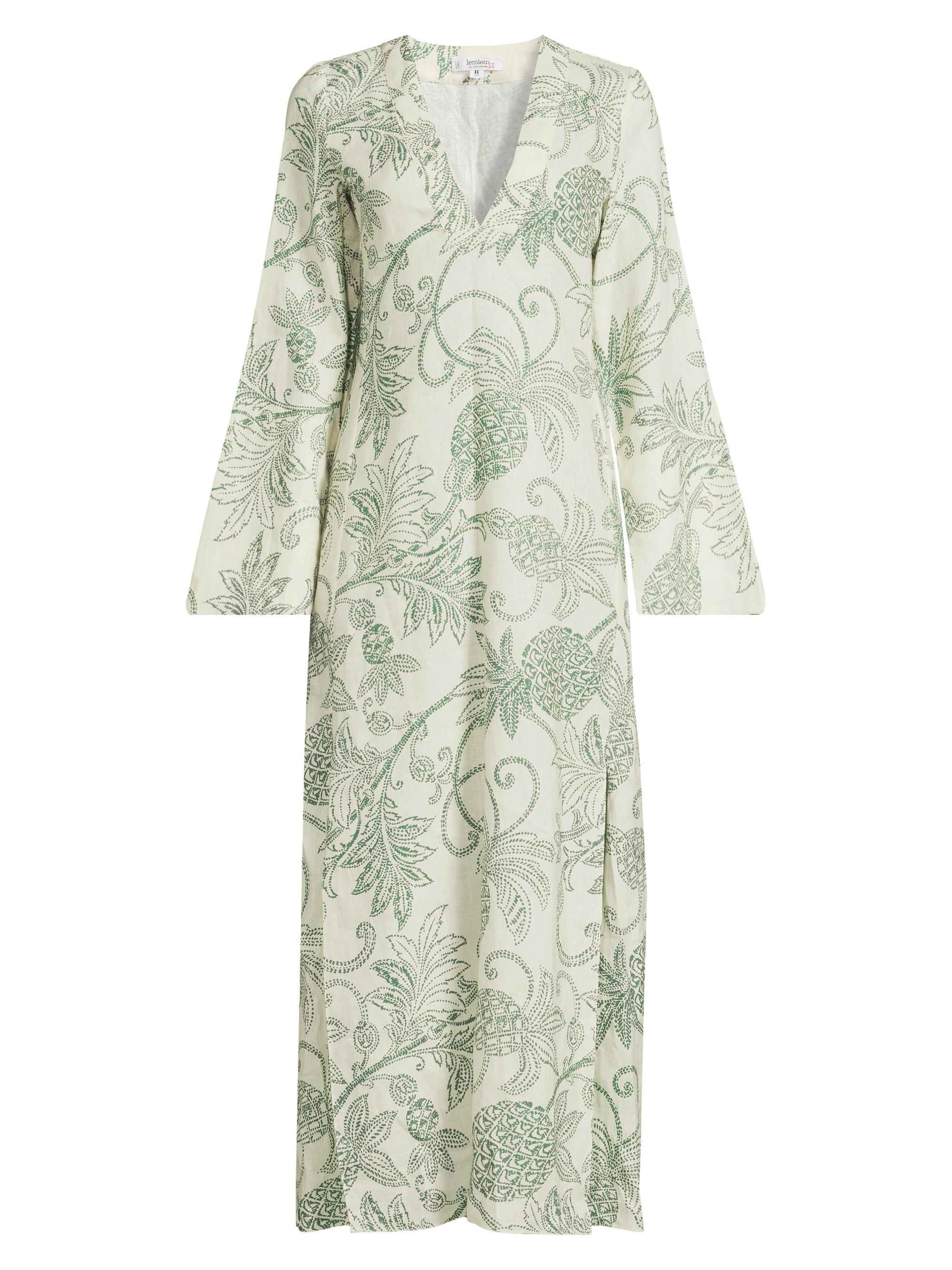 lemlem Women's Theodora Linen Caftan Dress - Mokata Green