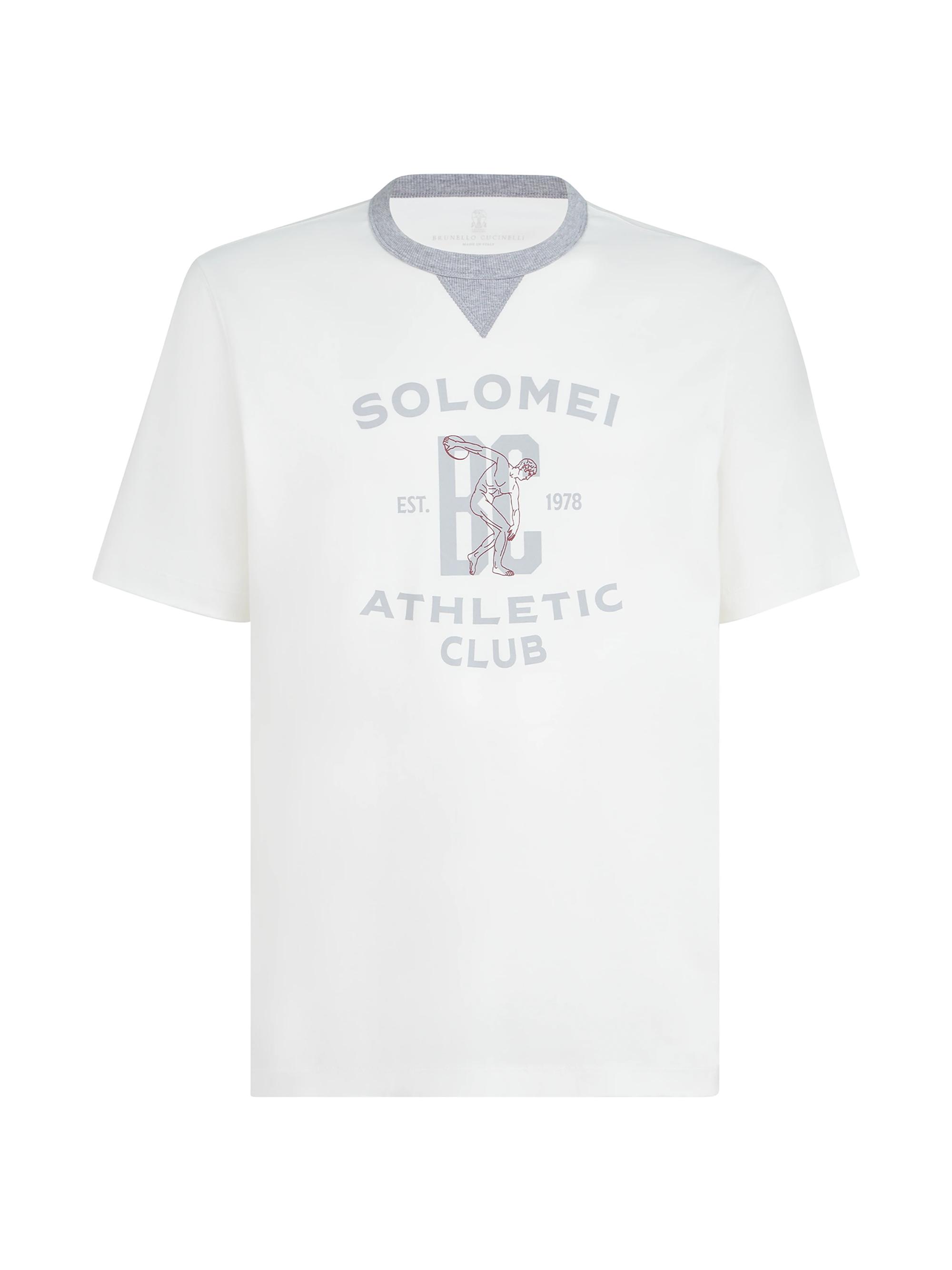 Brunello Cucinelli Men's Cotton Jersey T-Shirt with Print - Off White